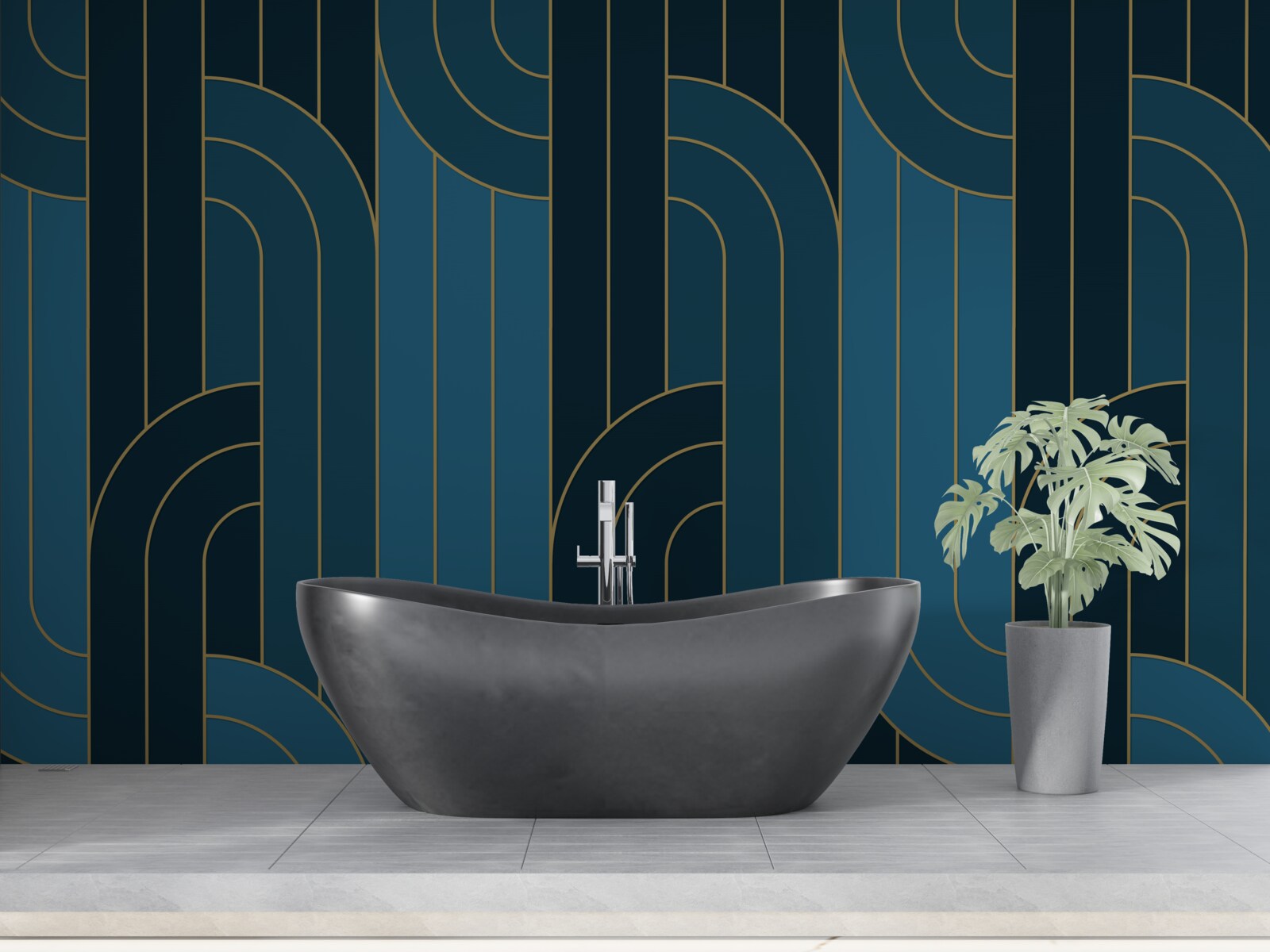 Fototapeta linie głębokiego niebieskiego koloru, które są ze sobą połączone