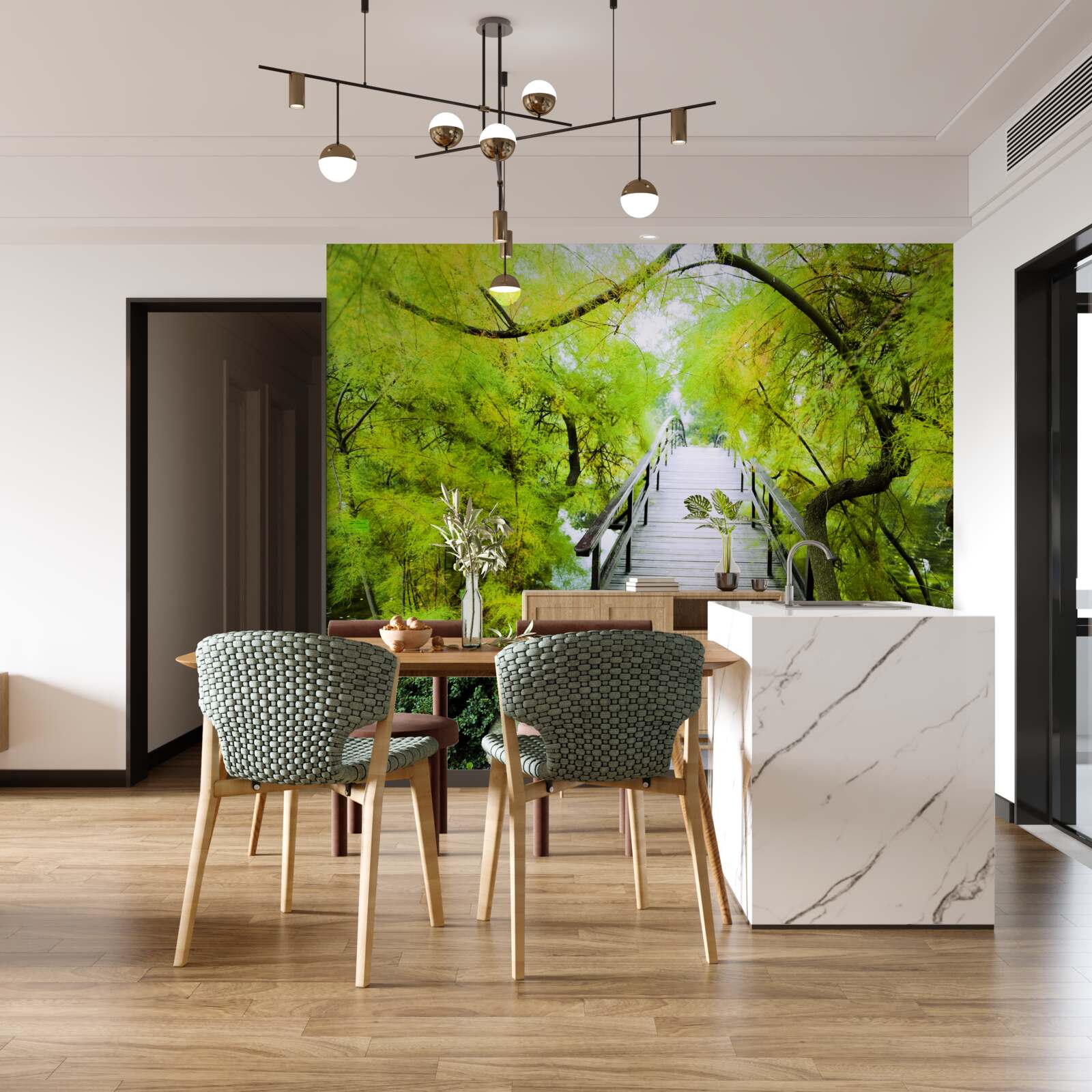 Fototapeta schody prowadzące przez tereny zielone