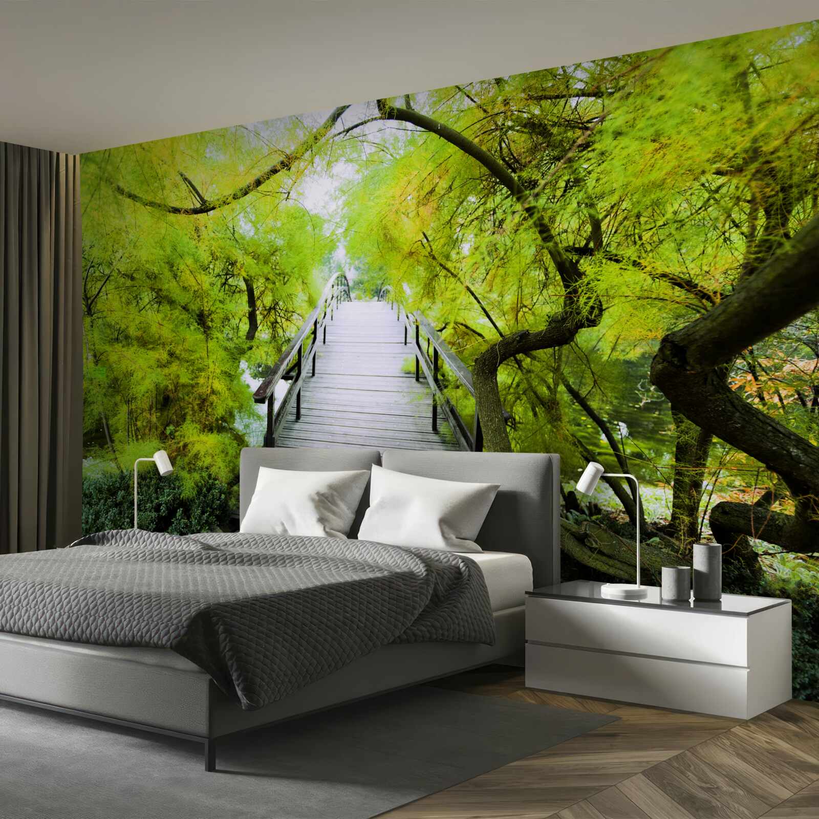 Fototapeta schody prowadzące przez tereny zielone