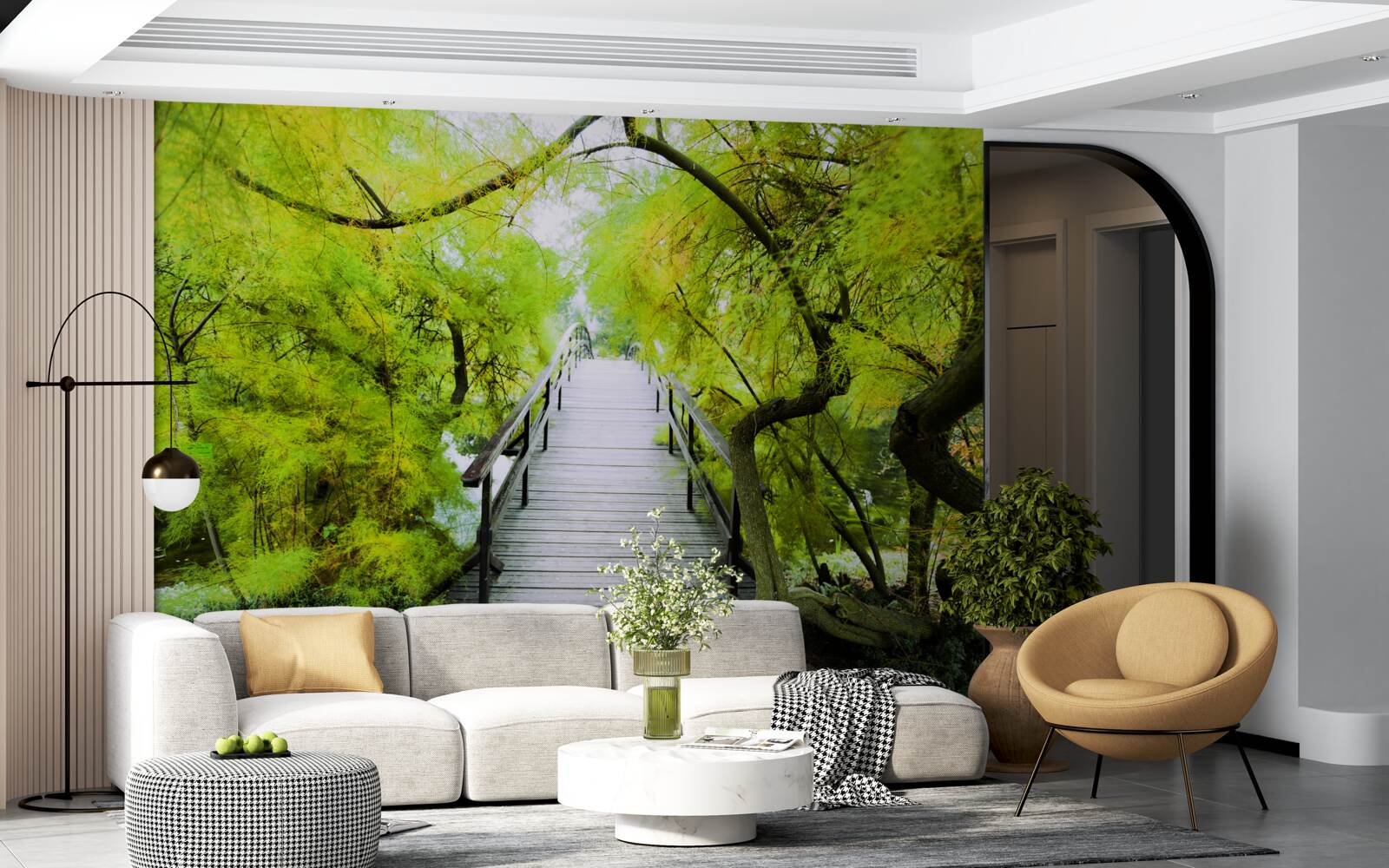 Fototapeta schody prowadzące przez tereny zielone