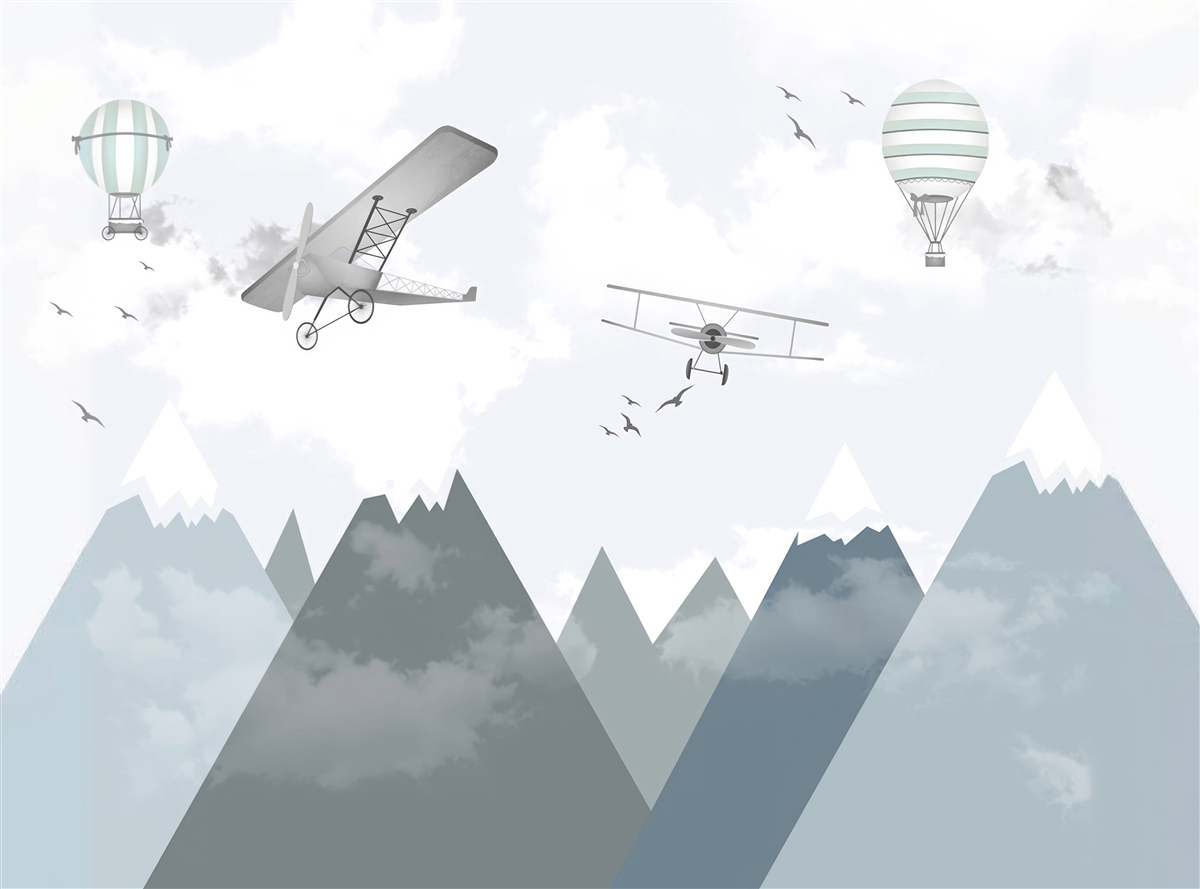 Fototapeta samoloty i helikoptery latają nad górskimi szczytami