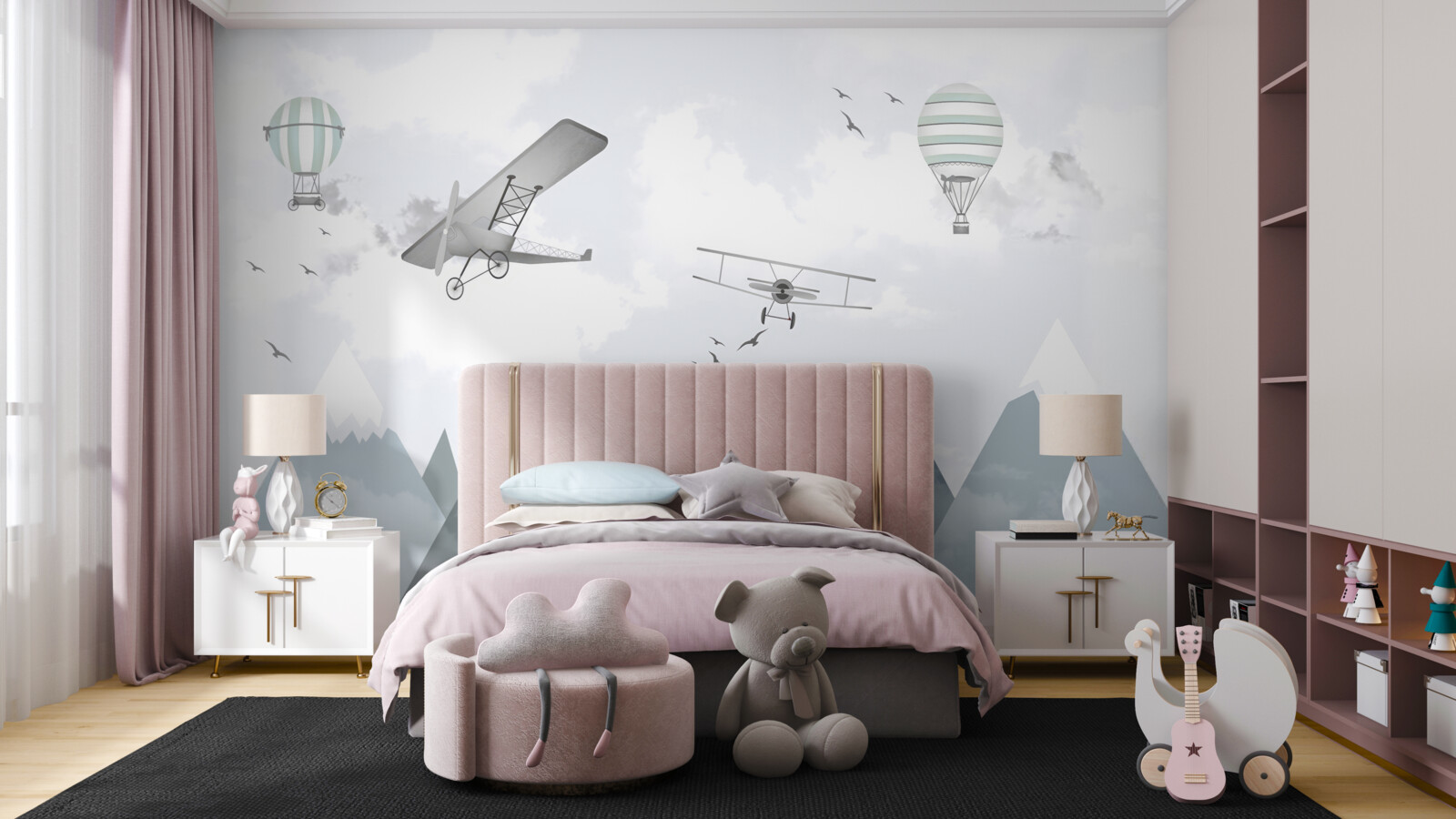 Fototapeta samoloty i helikoptery latają nad górskimi szczytami