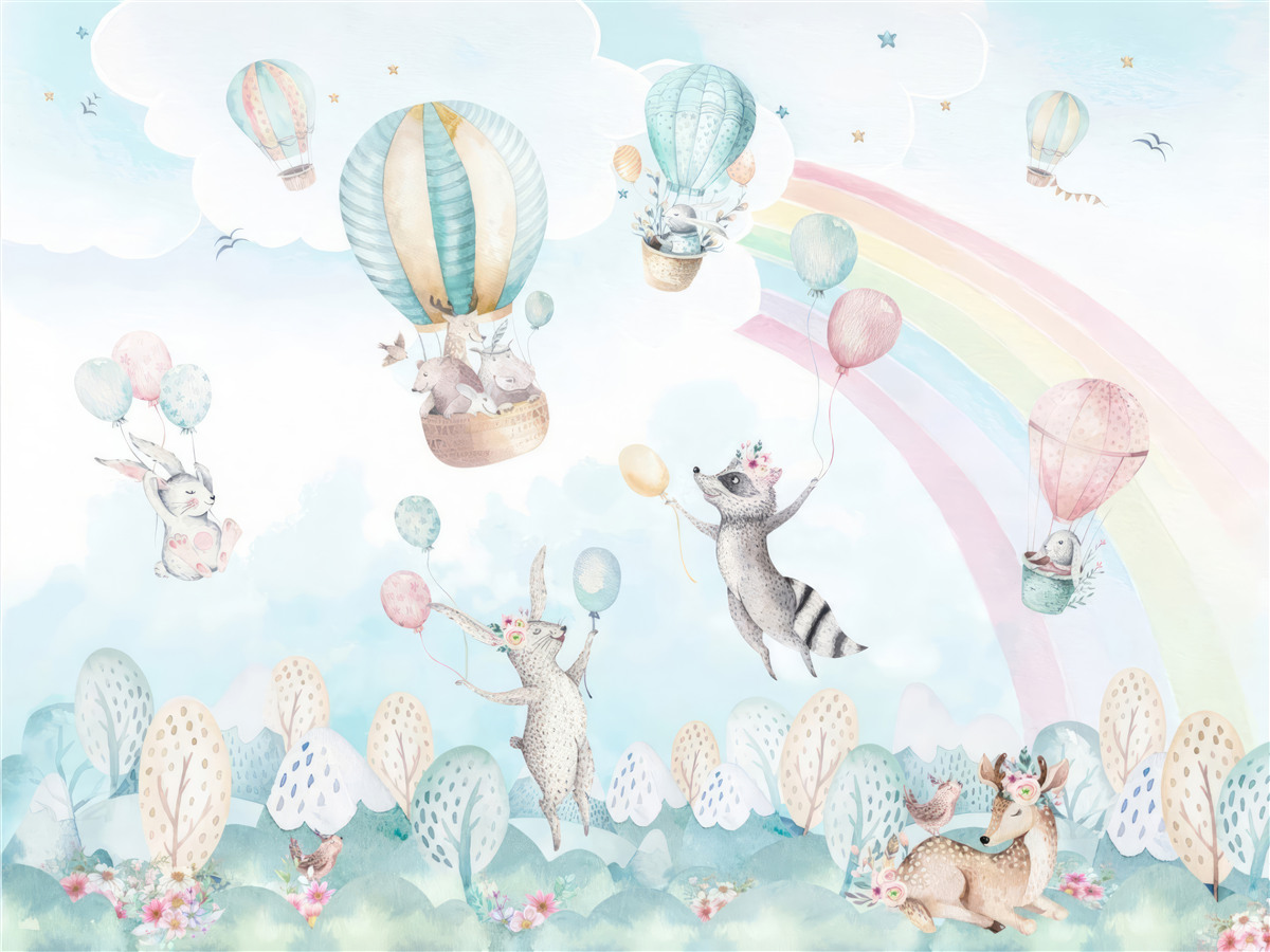 Fototapeta zwierzęta bawią się piłkami i latają