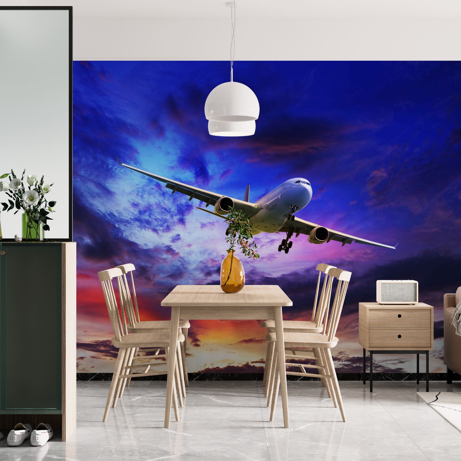 Fototapeta samolot pasażerski na wieczornym niebie