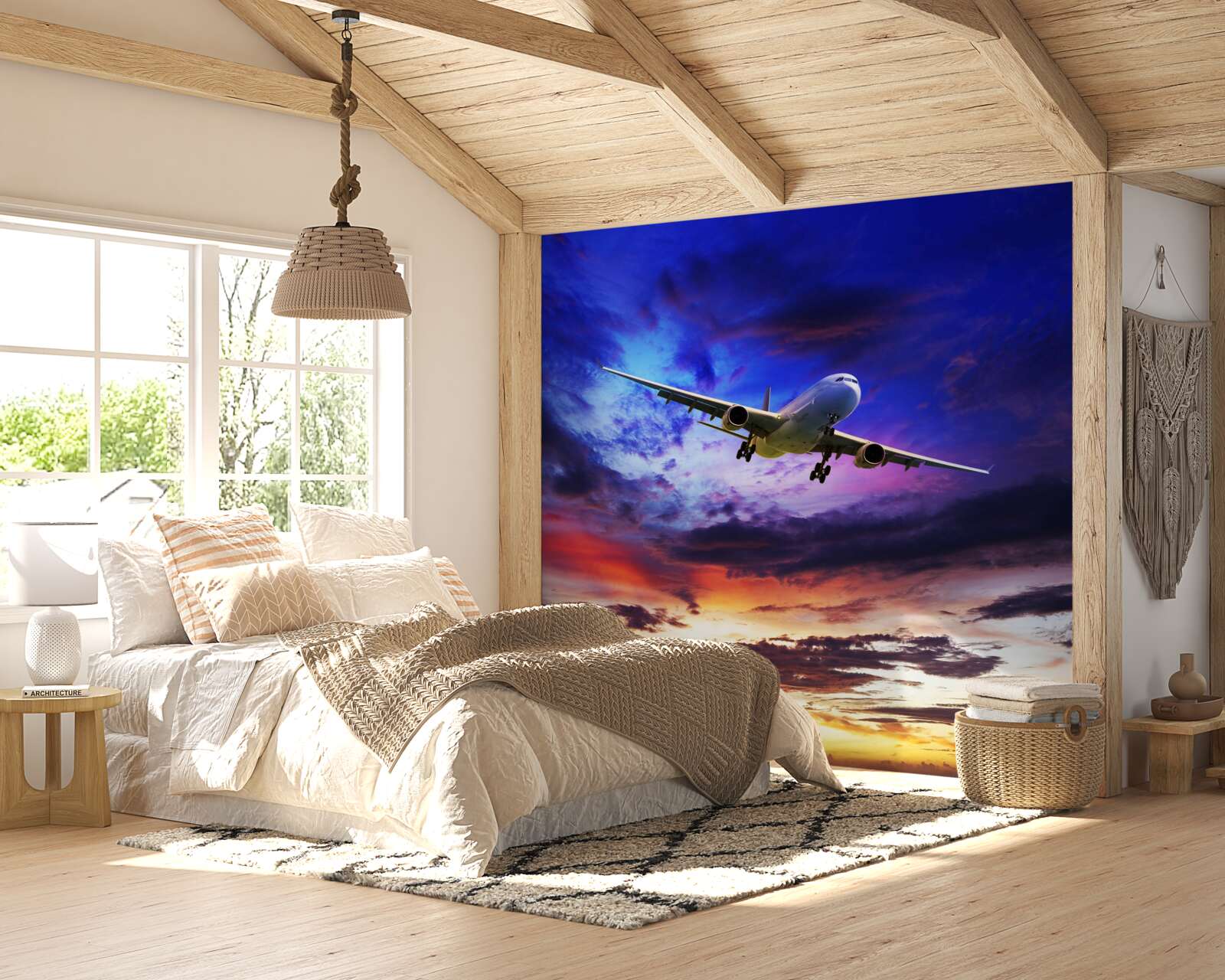 Fototapeta samolot pasażerski na wieczornym niebie