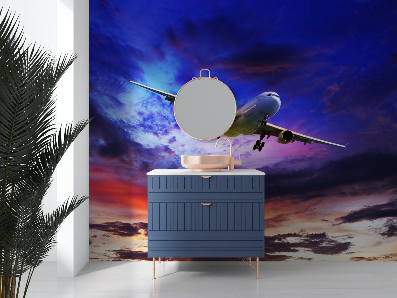 Fototapeta samolot pasażerski na wieczornym niebie