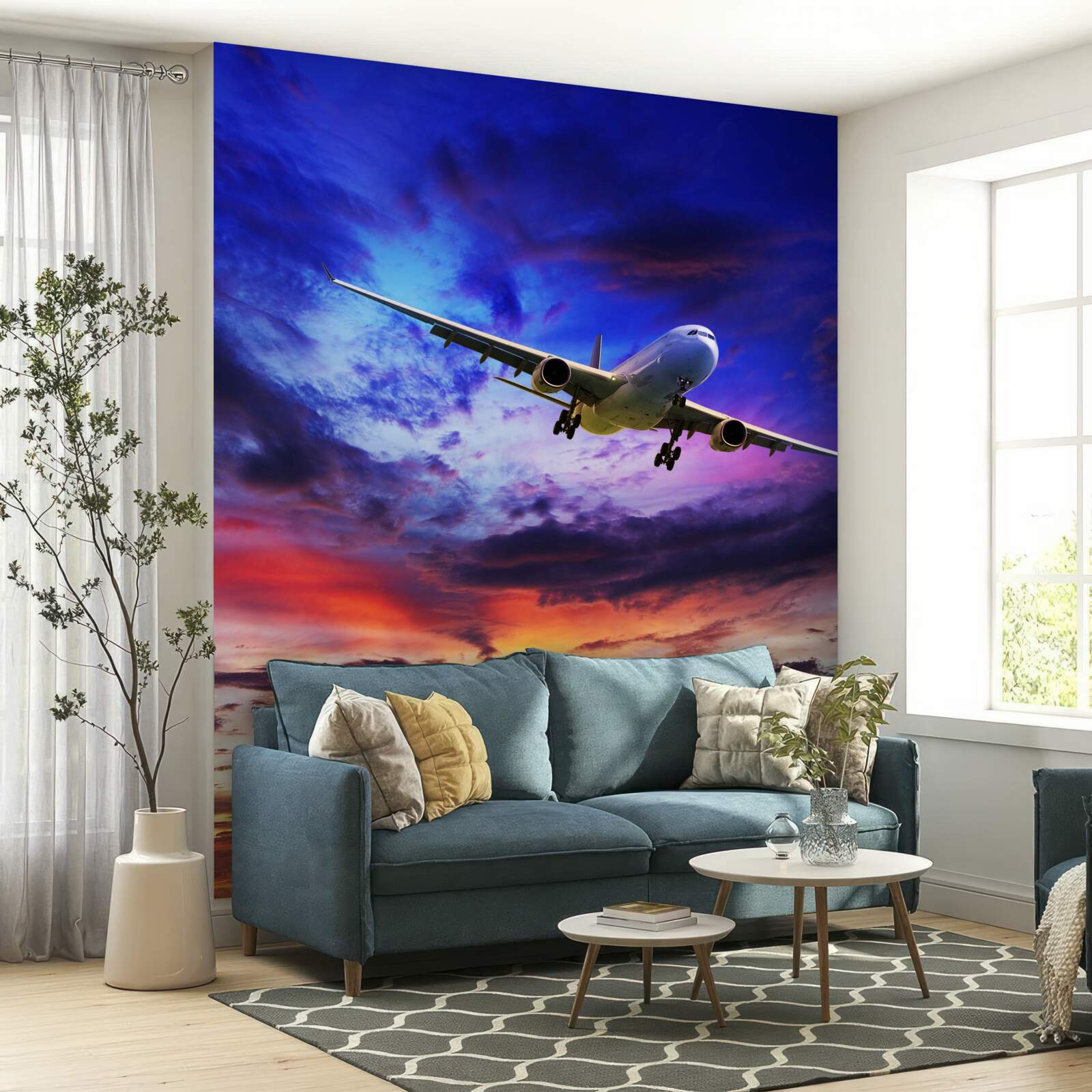 Fototapeta samolot pasażerski na wieczornym niebie