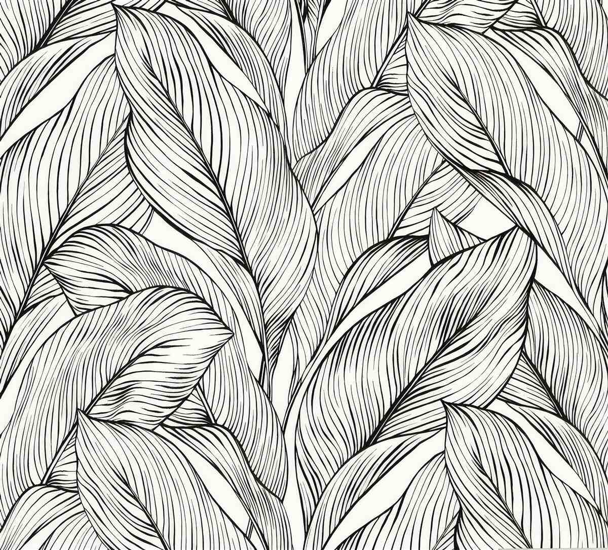 Fototapeta liście wykonane w czerni i bieli