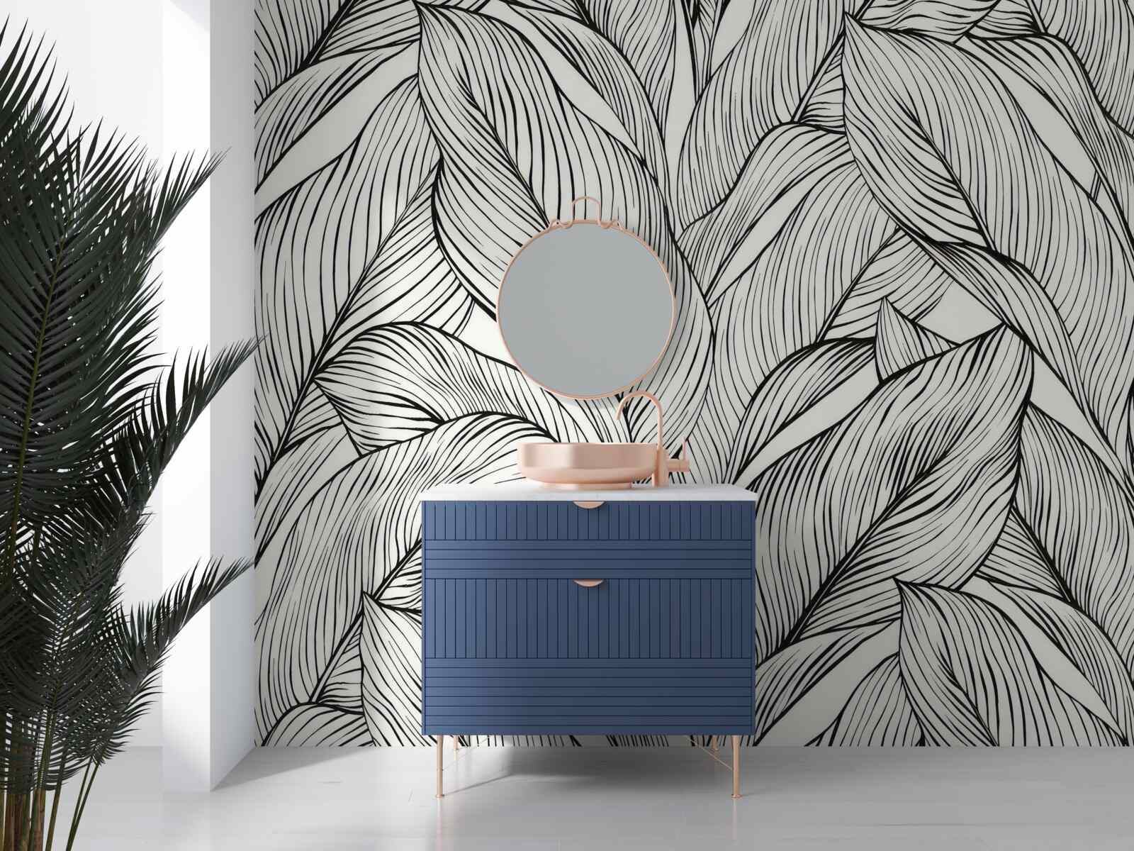 Fototapeta liście wykonane w czerni i bieli