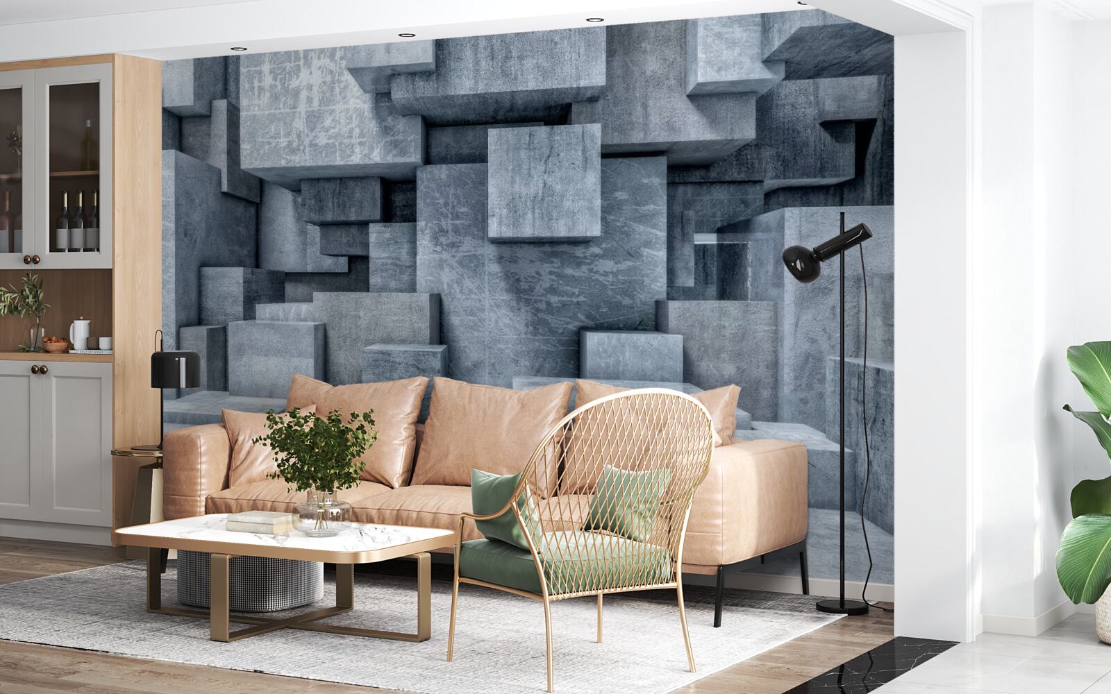 Fototapeta trójwymiarowe szare kostki