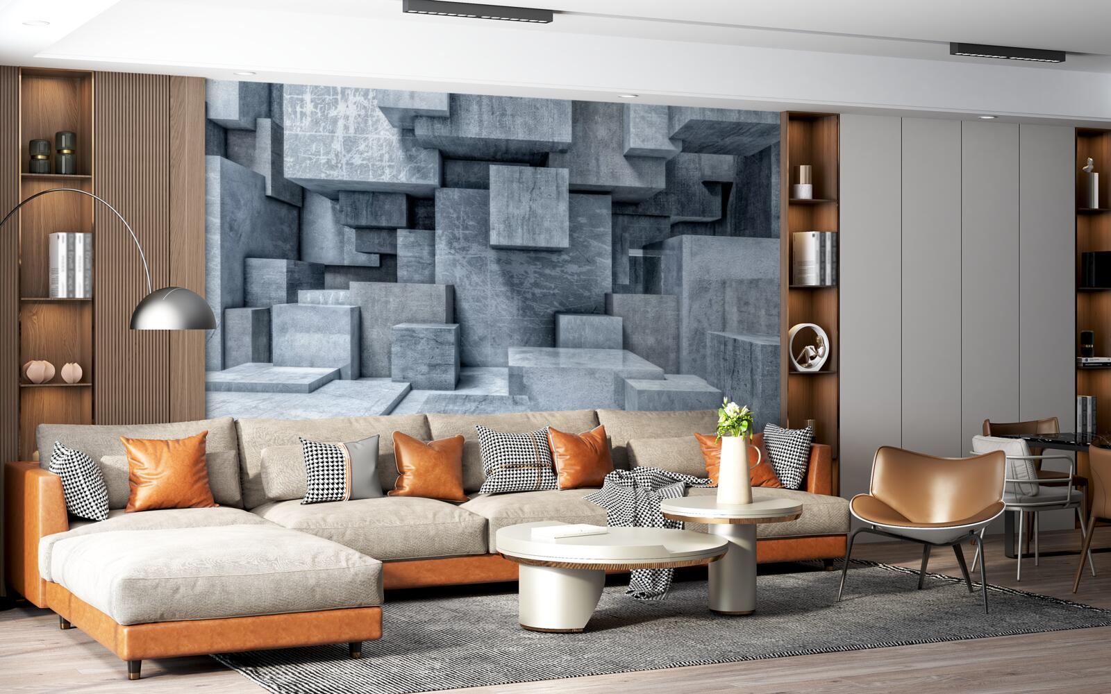 Fototapeta trójwymiarowe szare kostki