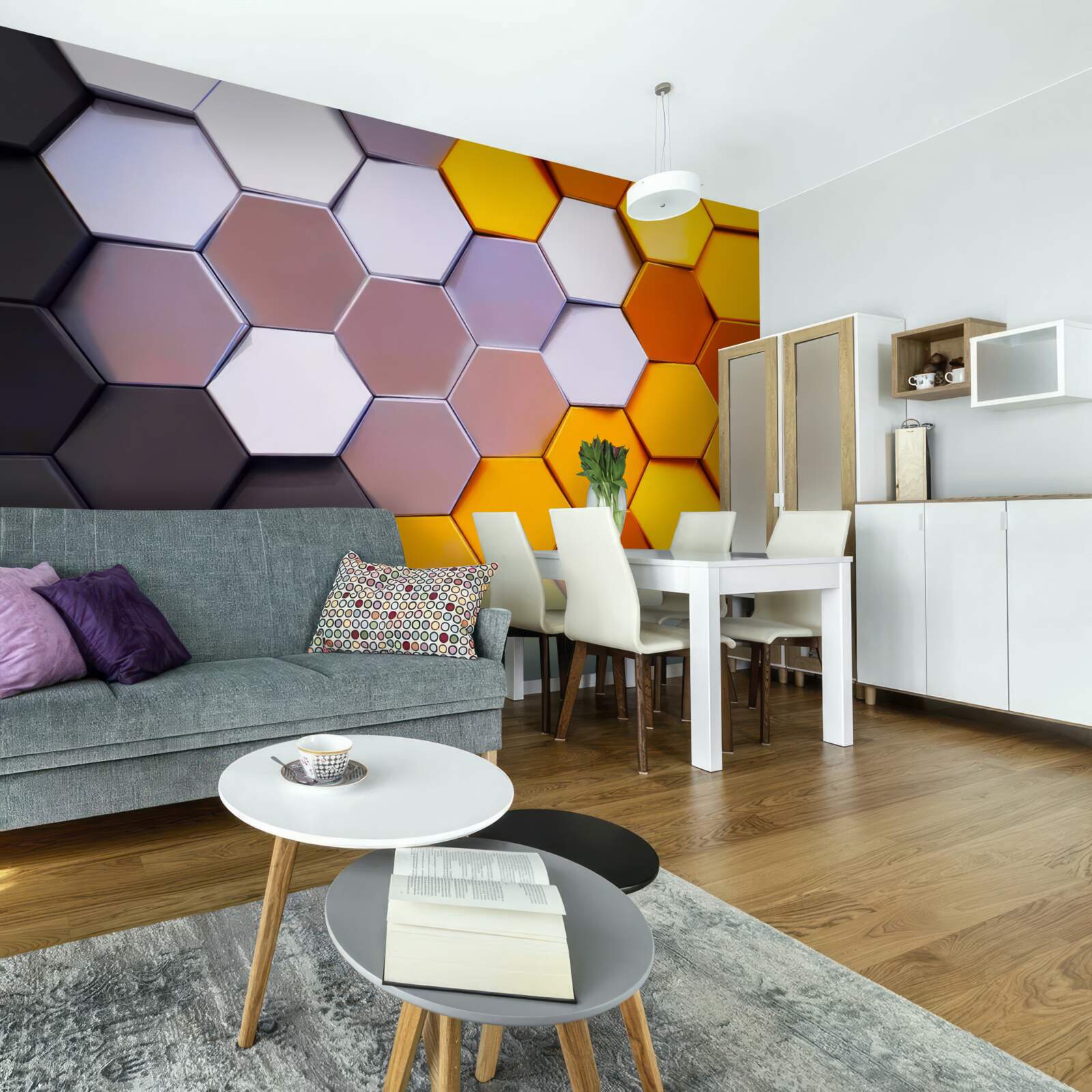 Fototapeta wielokolorowe sześciokątne kształty