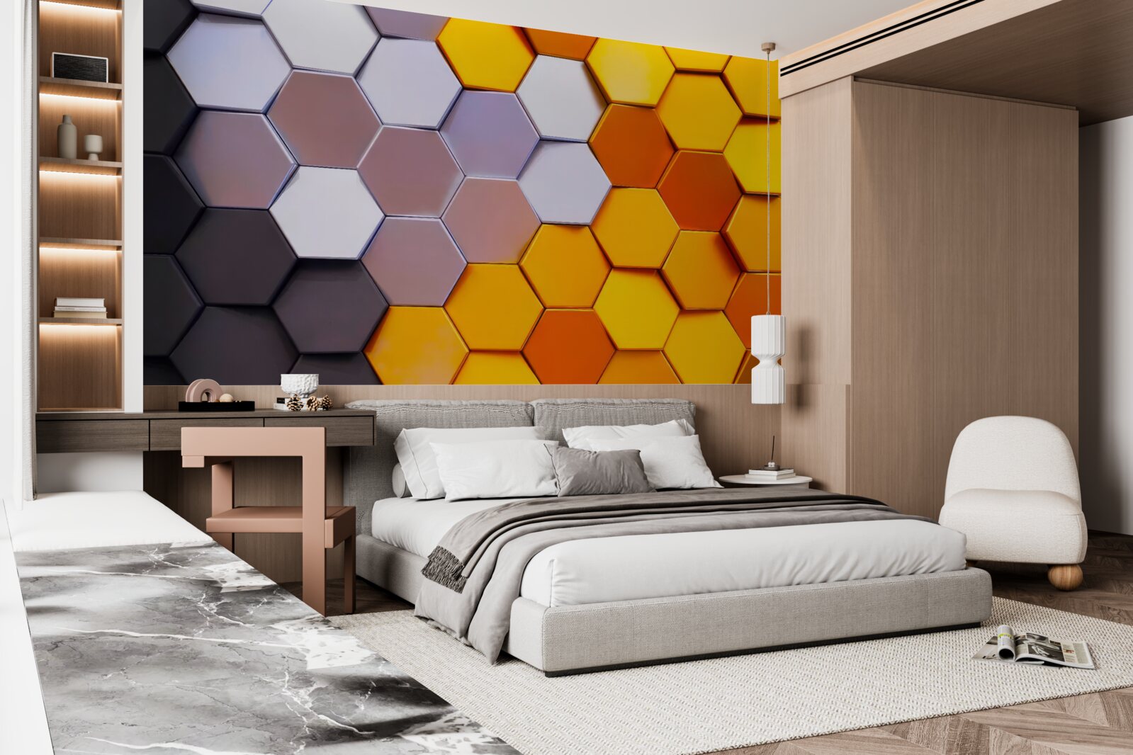 Fototapeta wielokolorowe sześciokątne kształty