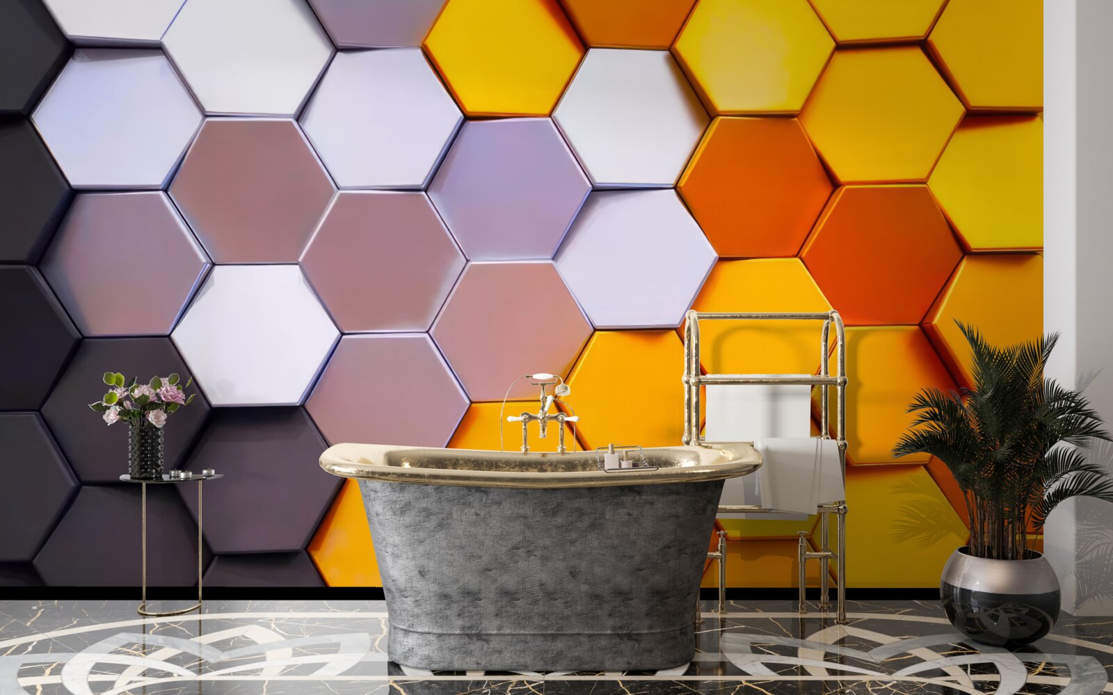 Fototapeta wielokolorowe sześciokątne kształty