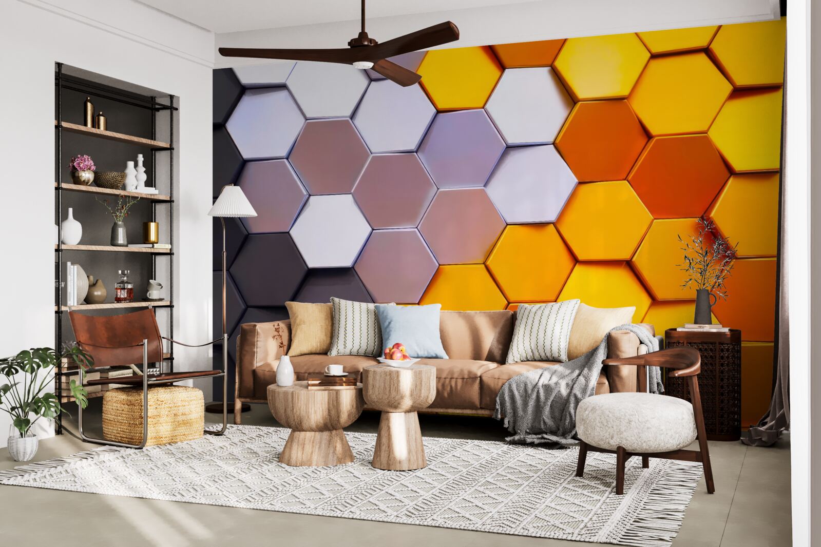 Fototapeta wielokolorowe sześciokątne kształty