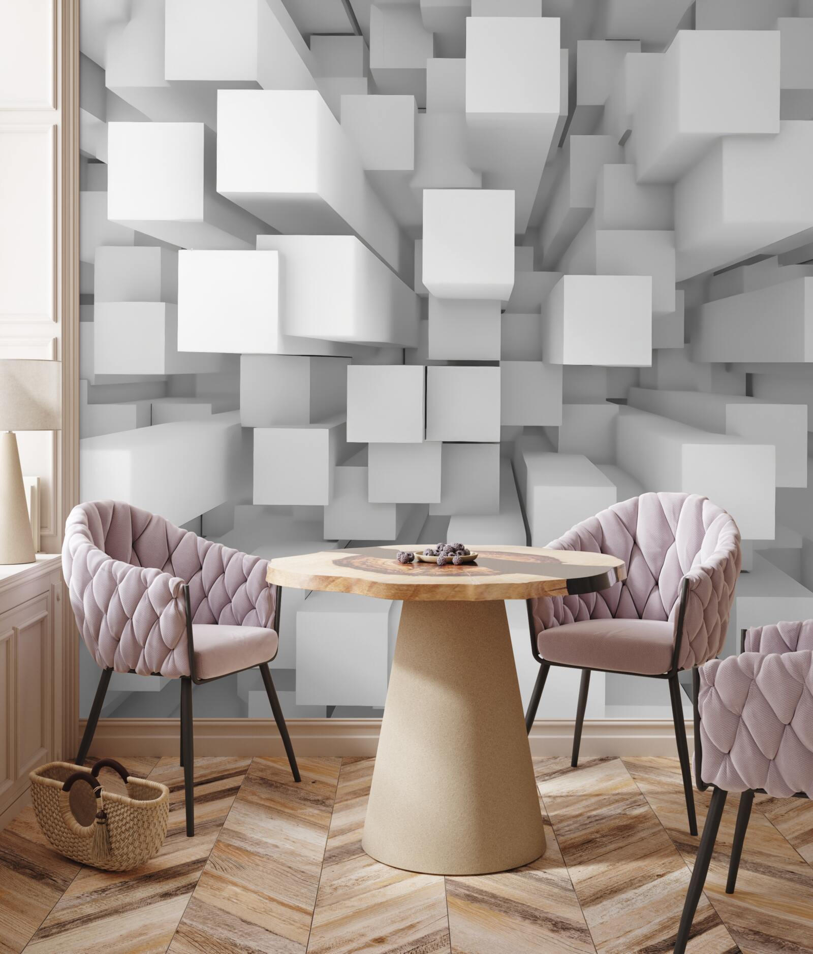 Fototapeta trójwymiarowe białe równoległościany