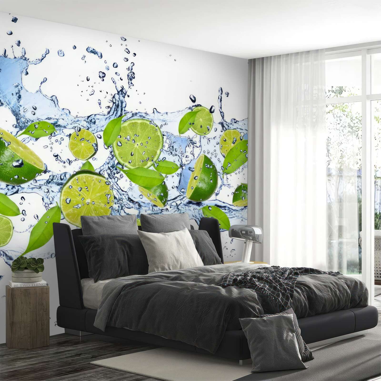 Fototapeta limonki pokrojone w plasterki i umieszczone w wodzie