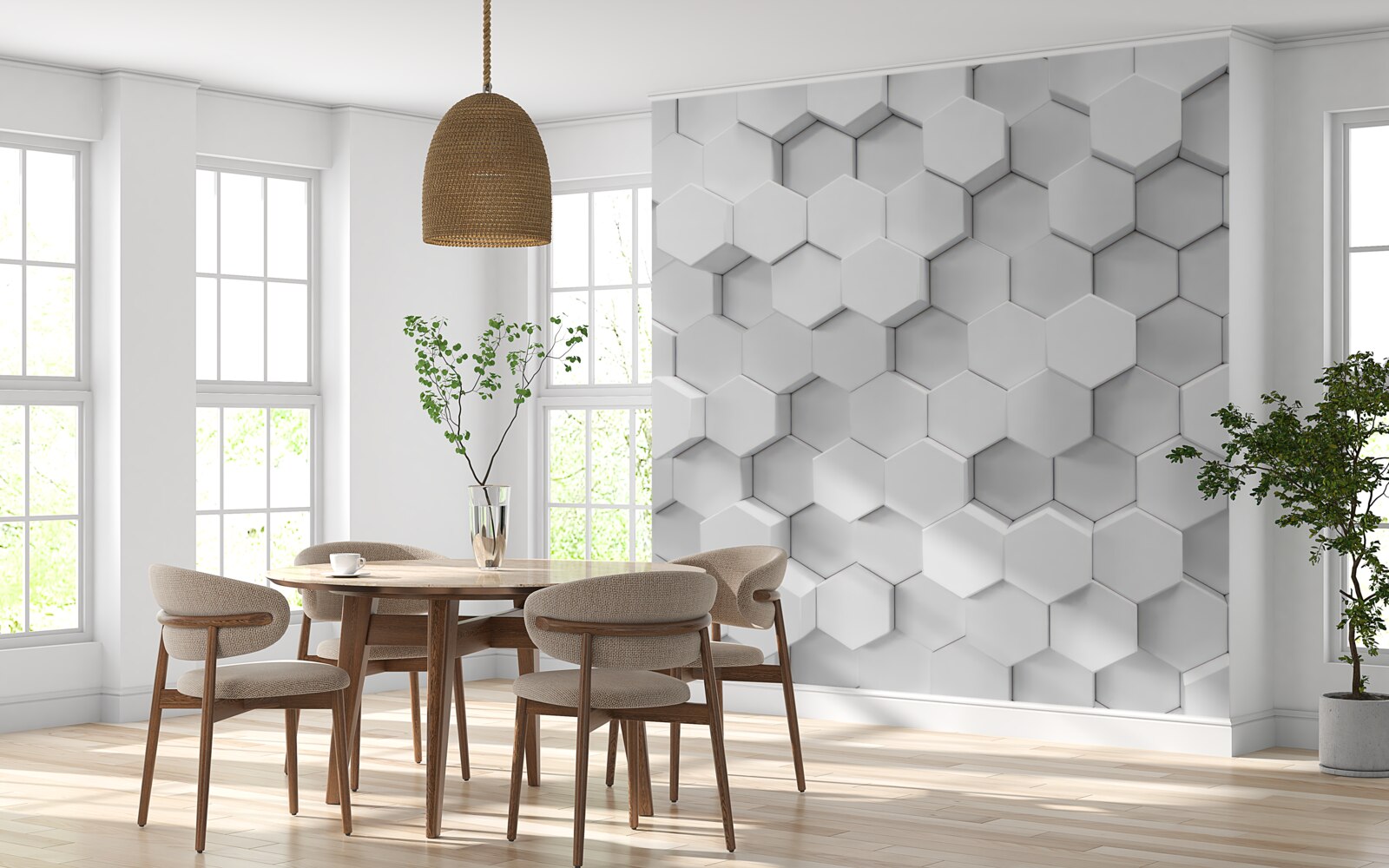 Fototapeta wiele białych sześciokątów