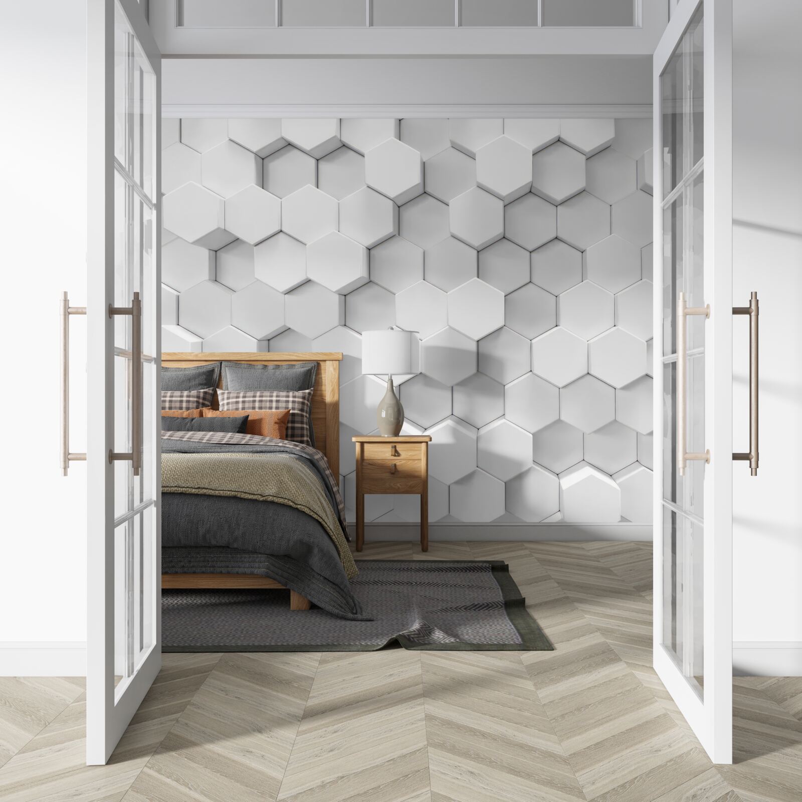 Fototapeta wiele białych sześciokątów