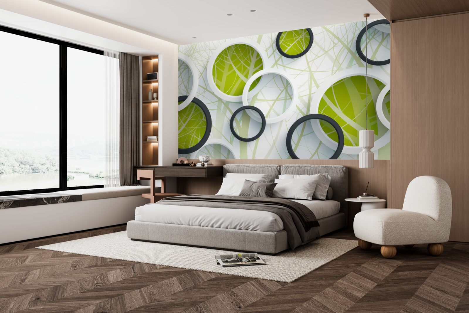 Fototapeta tło składające się z obszernych czarno-białych kółek