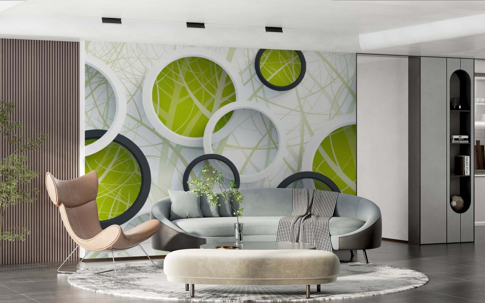 Fototapeta tło składające się z obszernych czarno-białych kółek