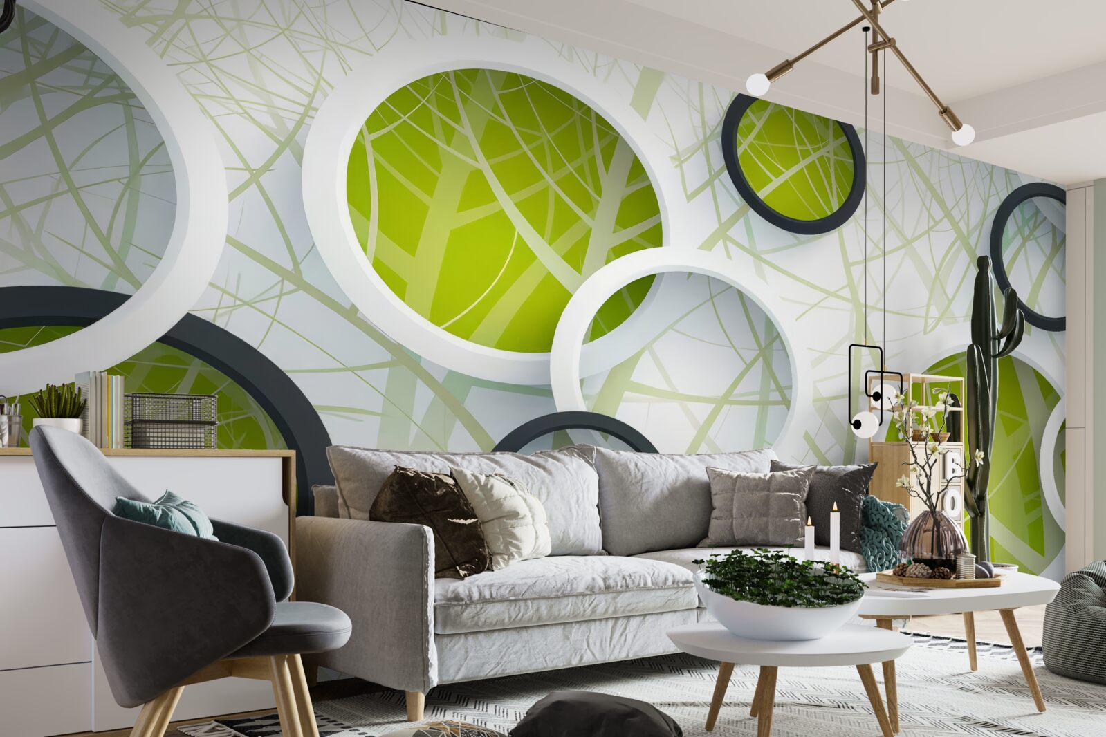 Fototapeta tło składające się z obszernych czarno-białych kółek