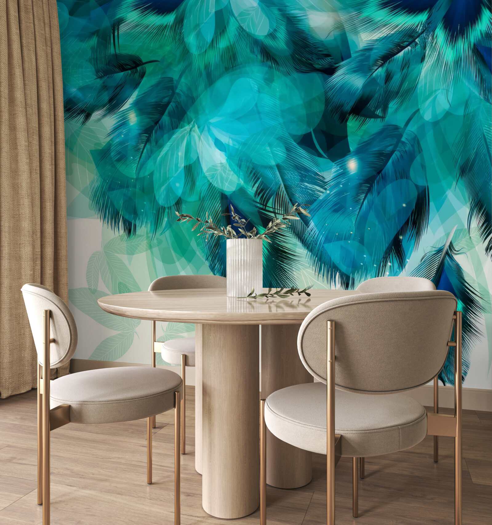 Fototapeta pawie pióra z turkusowym odcieniem