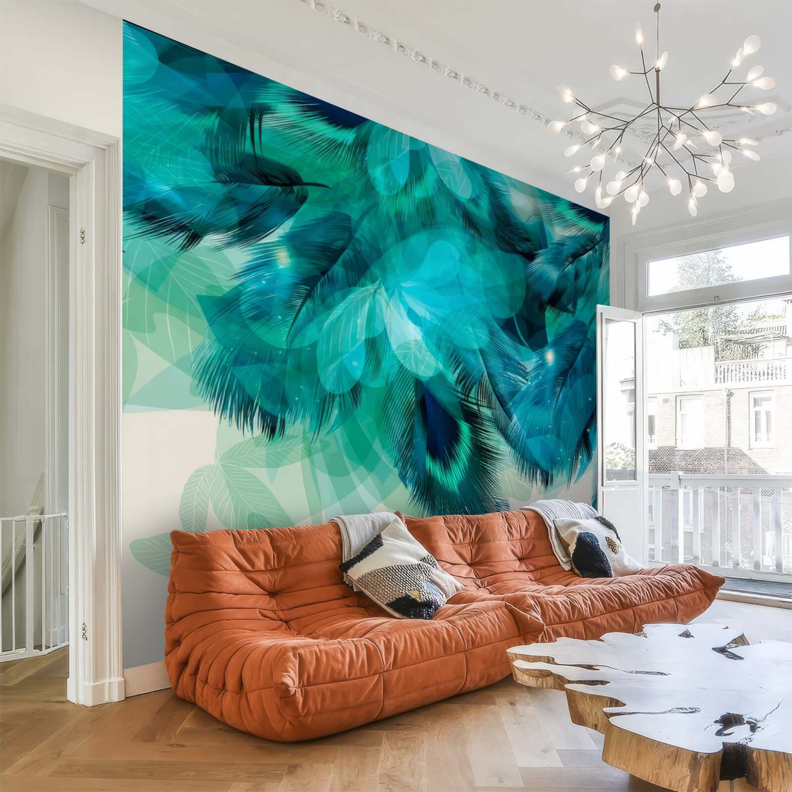 Fototapeta pawie pióra z turkusowym odcieniem