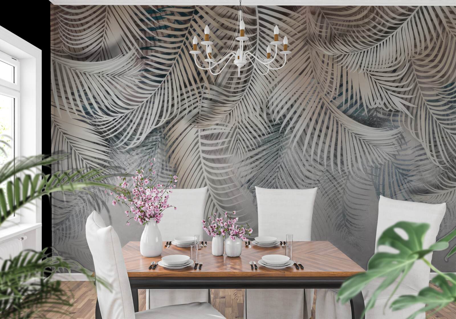 Fototapeta liście paproci są jasne i brązowe