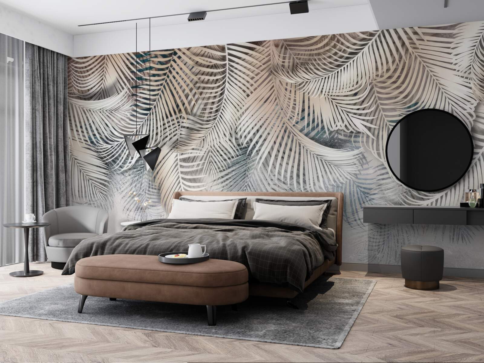 Fototapeta liście paproci są jasne i brązowe