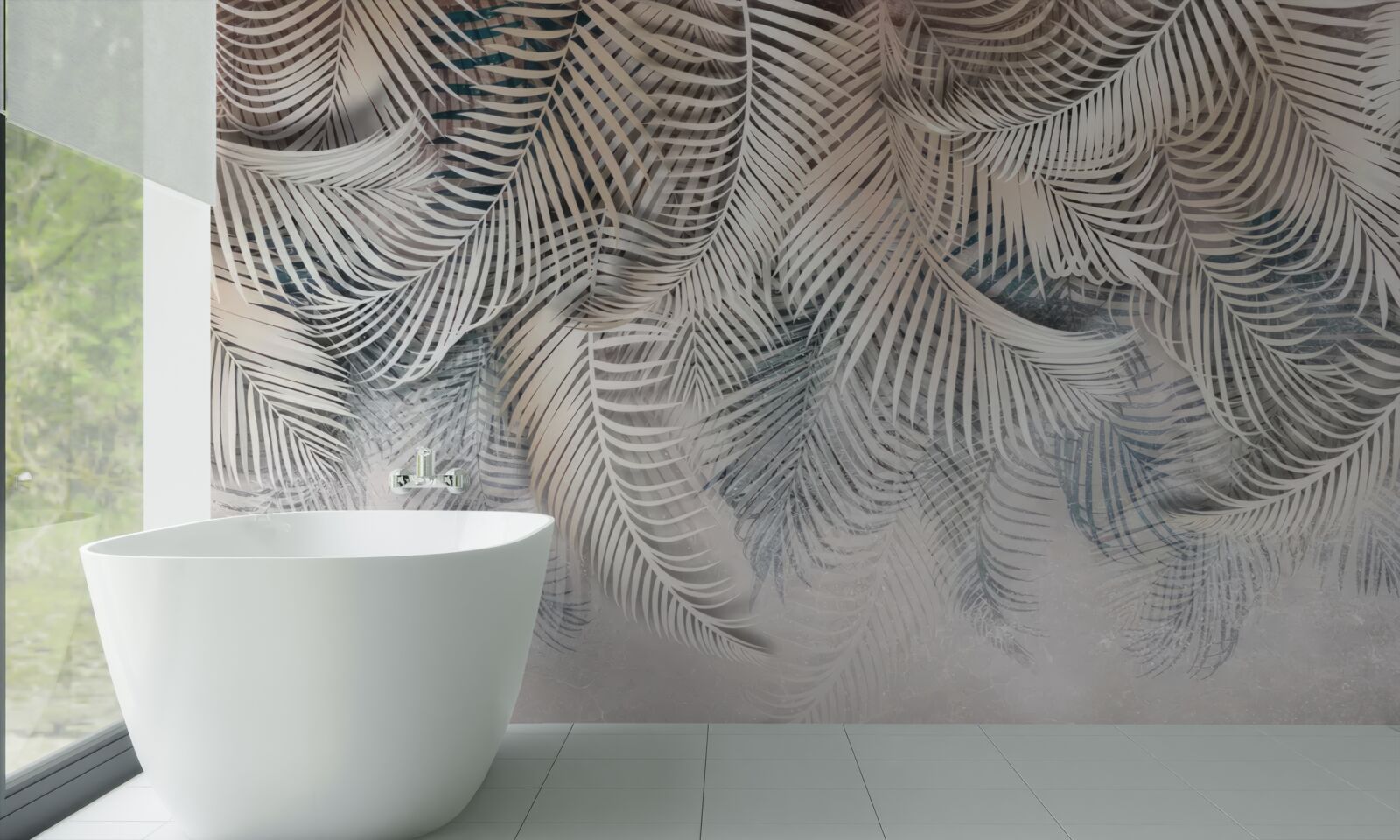 Fototapeta liście paproci są jasne i brązowe