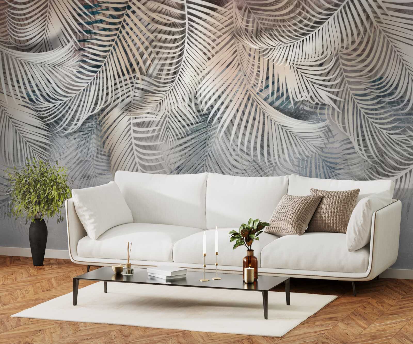 Fototapeta liście paproci są jasne i brązowe