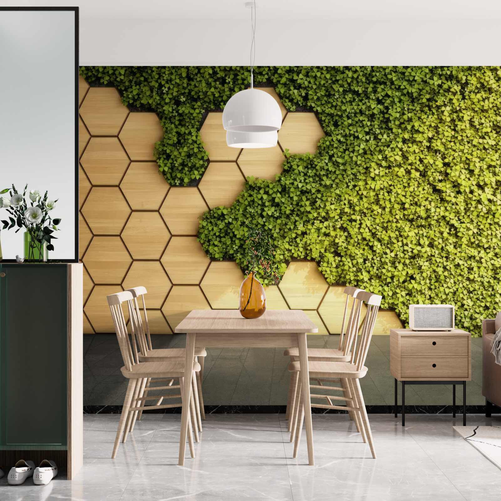 Fototapeta zielony bluszcz owinięty wokół brązowej ściany