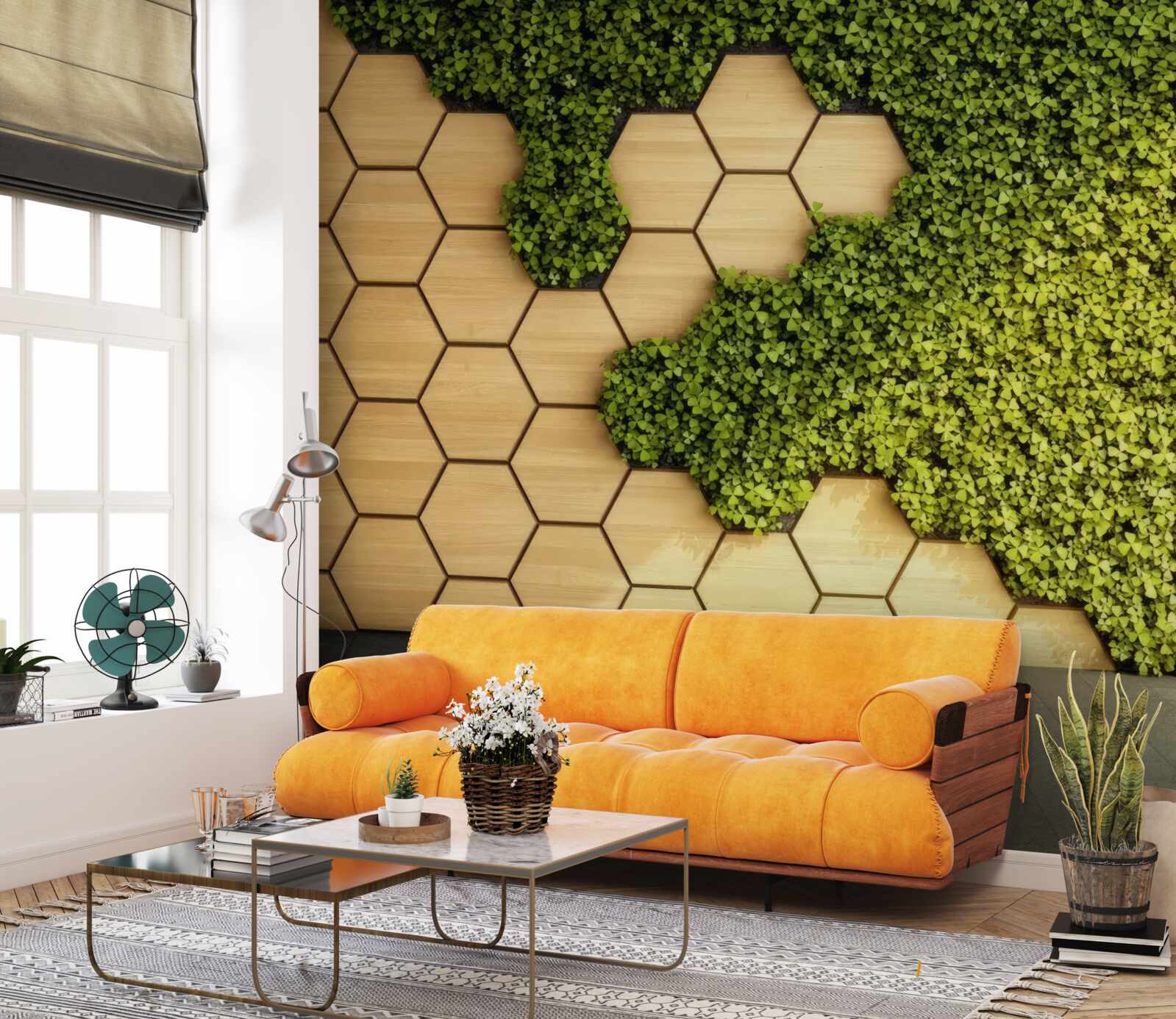 Fototapeta zielony bluszcz owinięty wokół brązowej ściany