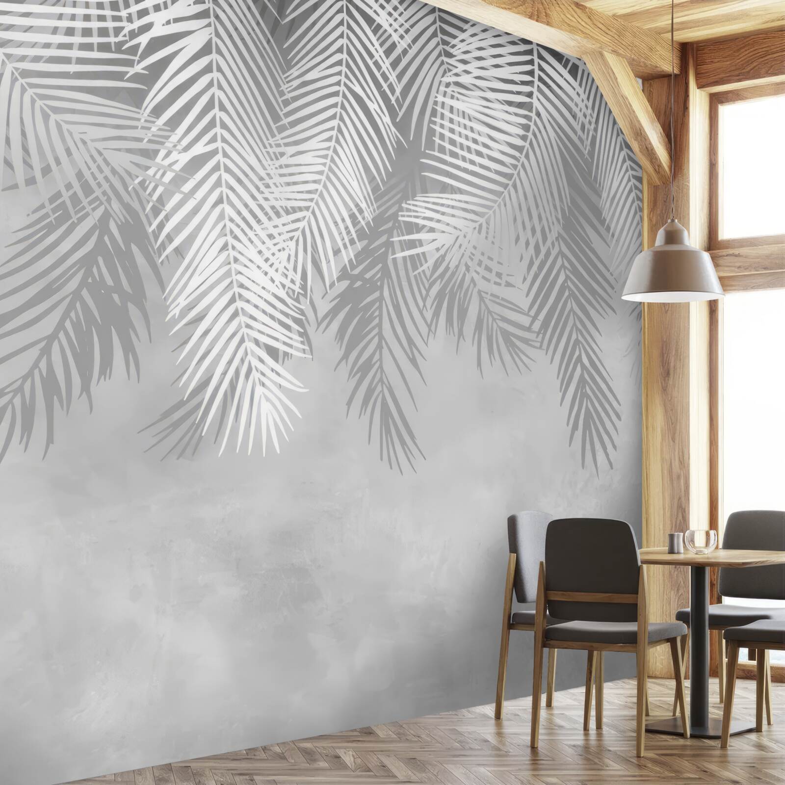 Fototapeta zwisają duże, białe liście paproci