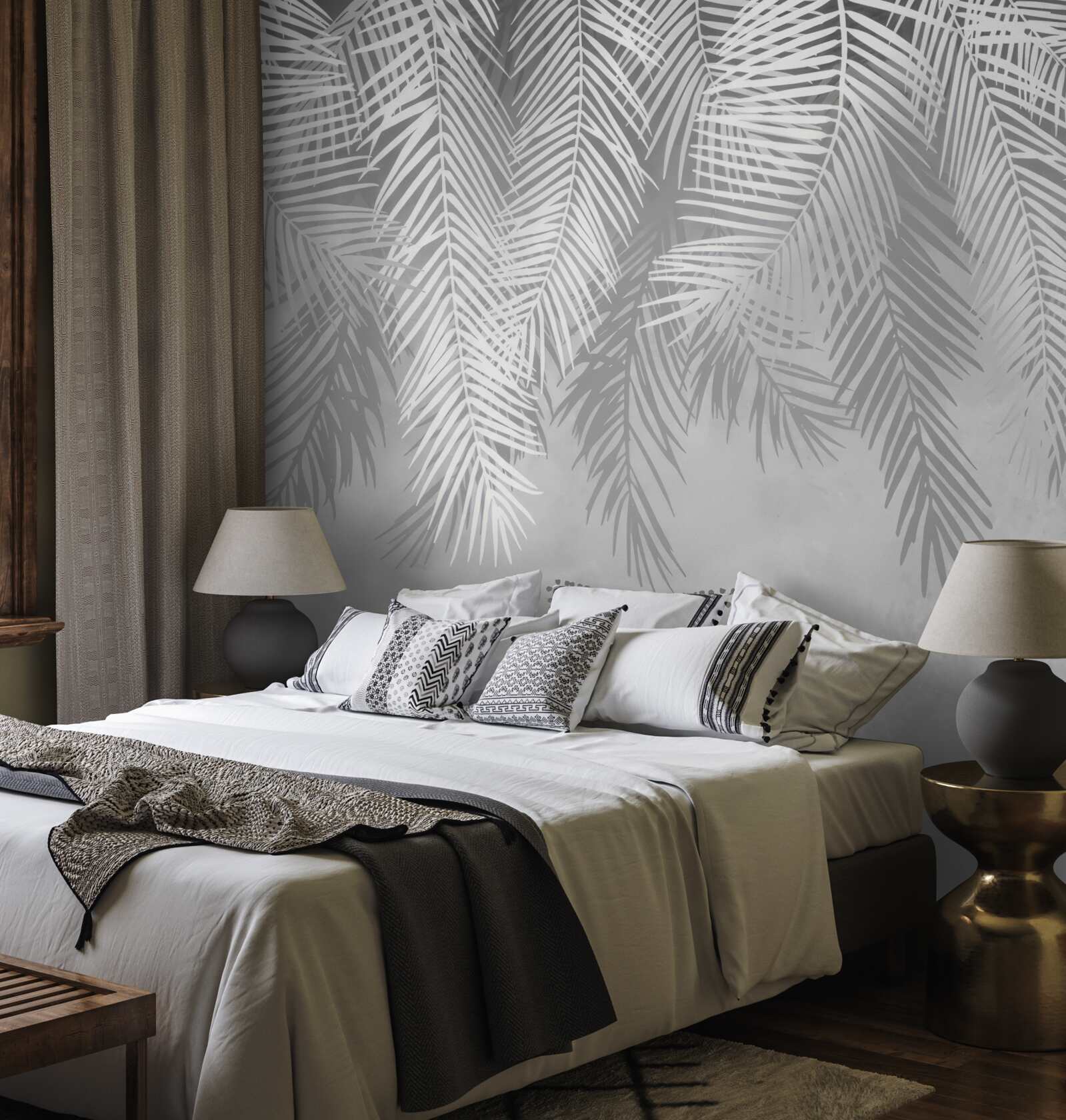 Fototapeta zwisają duże, białe liście paproci