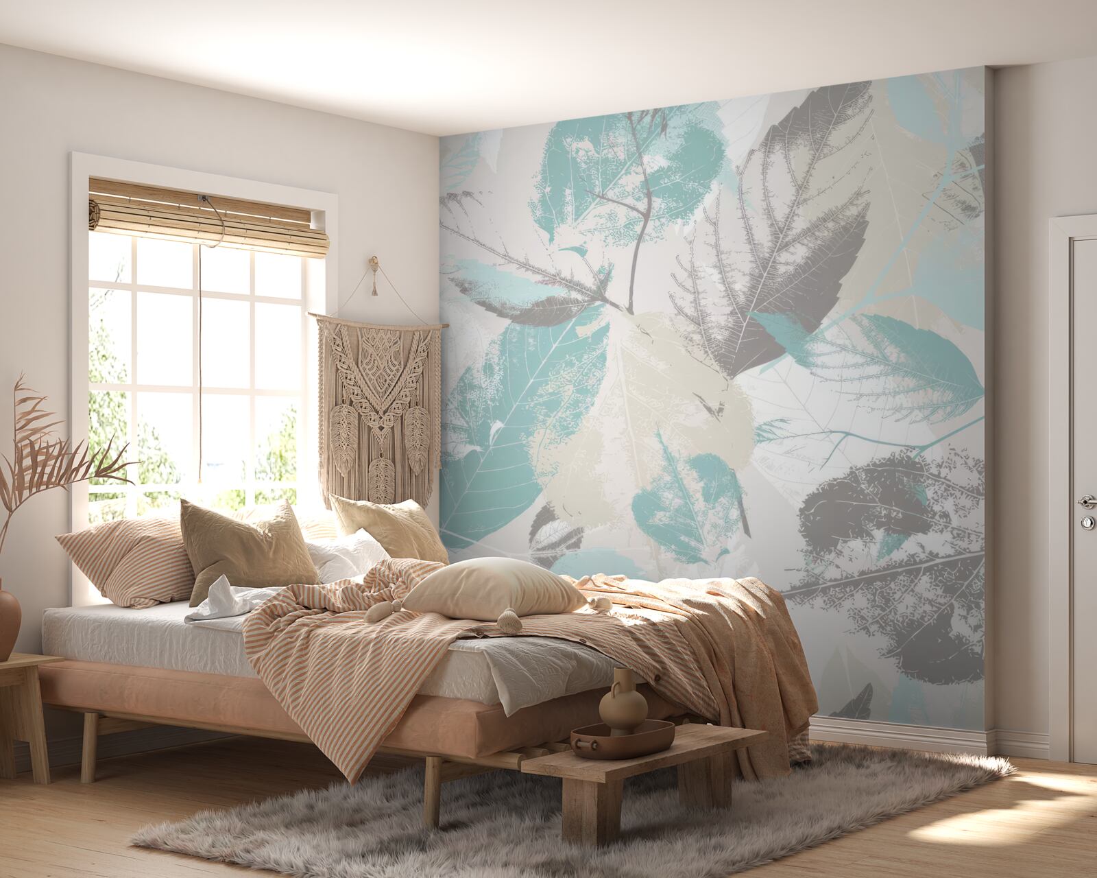 Fototapeta liście malowane w jasnym odcieniu