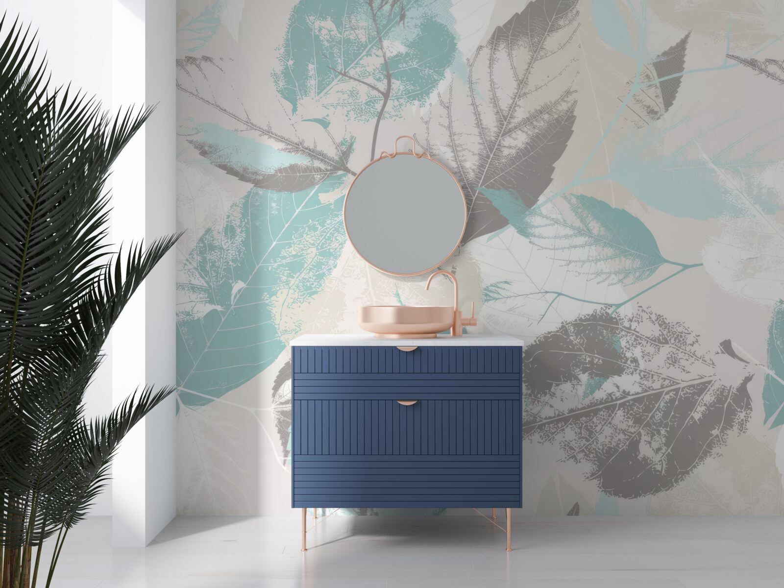 Fototapeta liście malowane w jasnym odcieniu