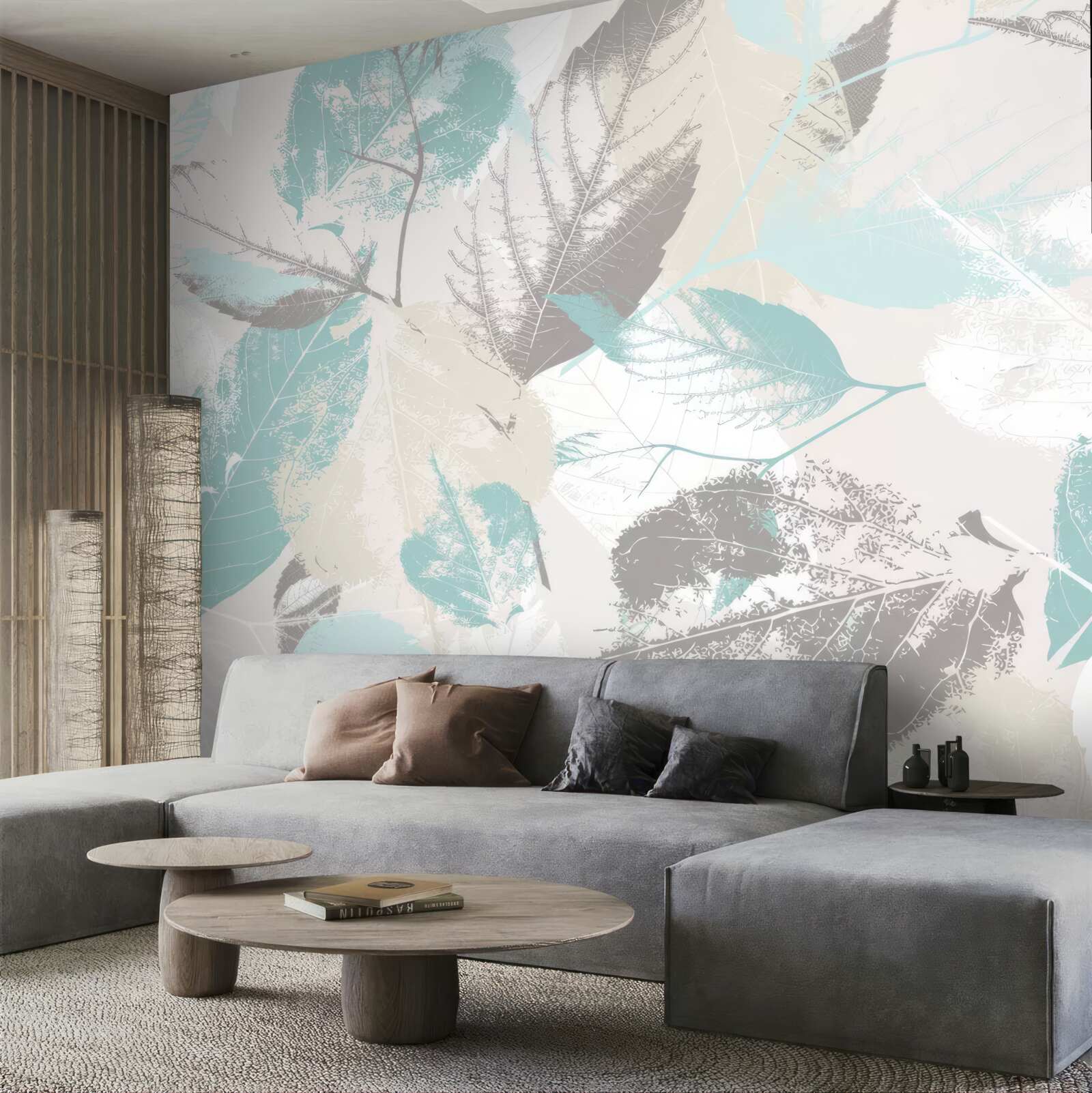 Fototapeta liście malowane w jasnym odcieniu