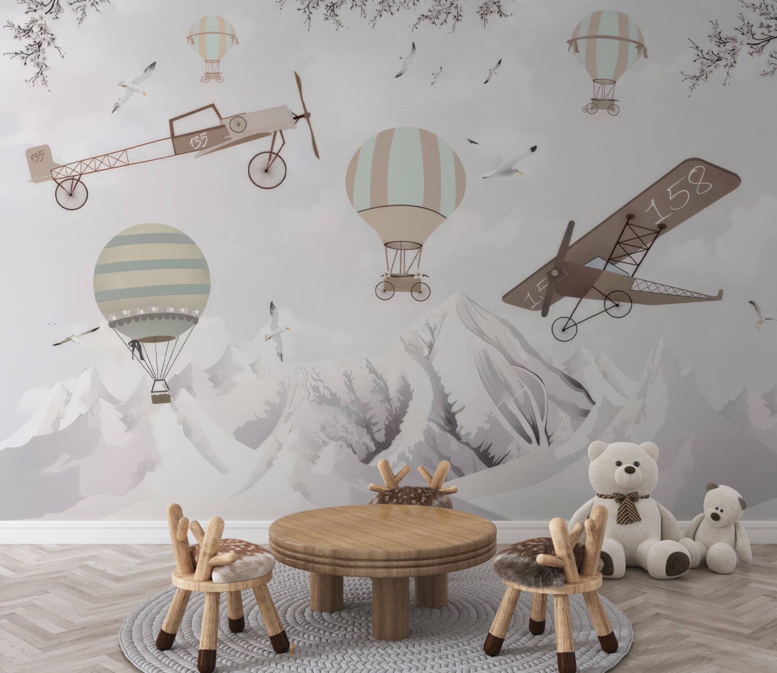 Fototapeta różne samoloty latają nad górami