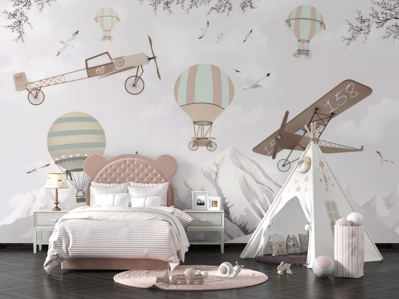 Fototapeta różne samoloty latają nad górami