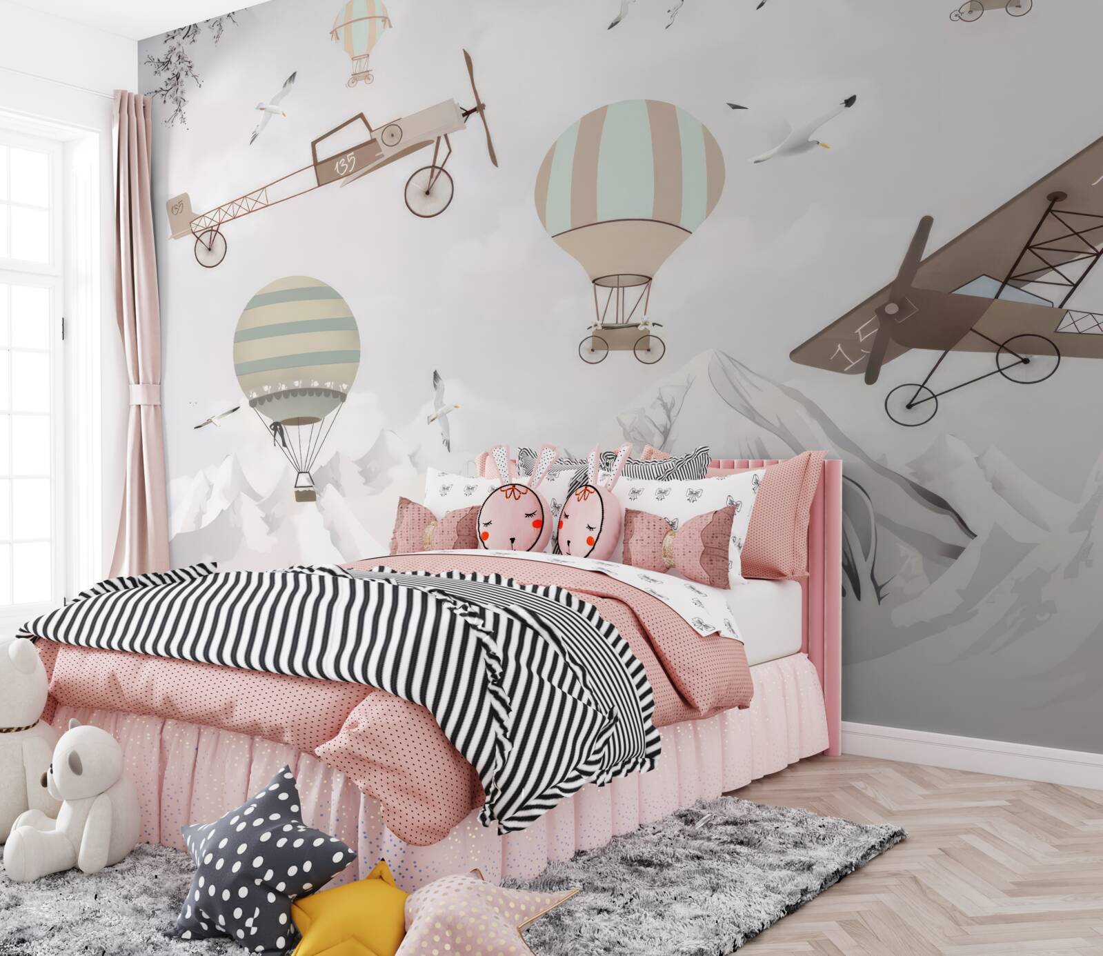 Fototapeta różne samoloty latają nad górami