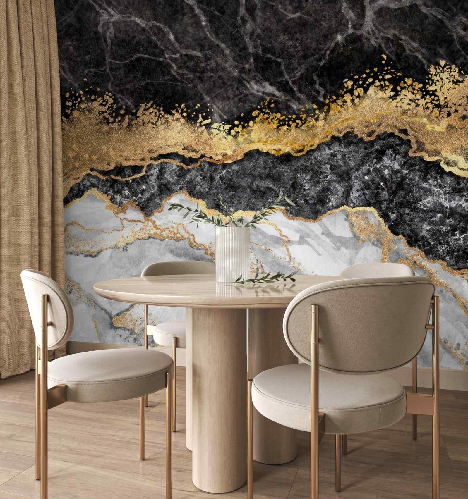 Fototapeta marmur w odcieniach czerni, bieli i złota