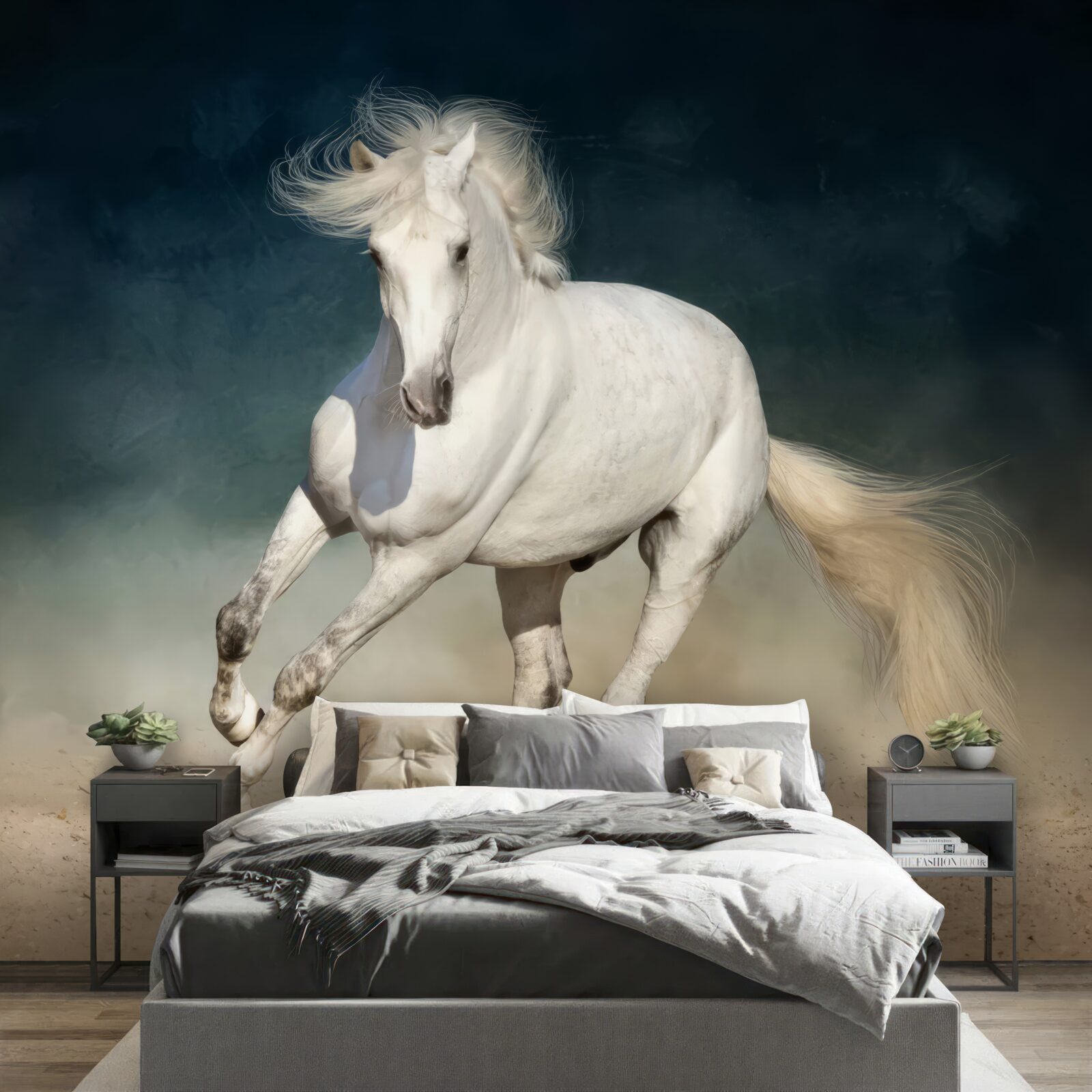 Fototapeta bieg białego konia