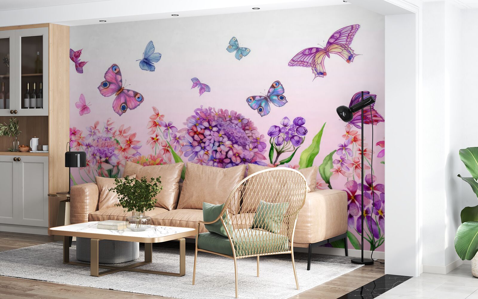 Fototapeta motyle latają nad kwiatami