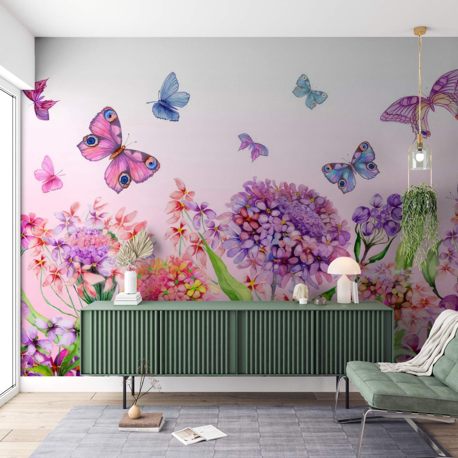 Fototapeta motyle latają nad kwiatami