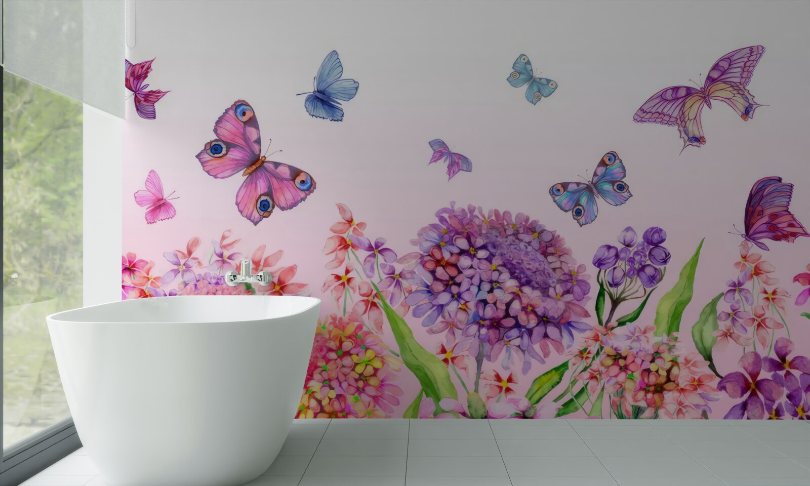 Fototapeta motyle latają nad kwiatami