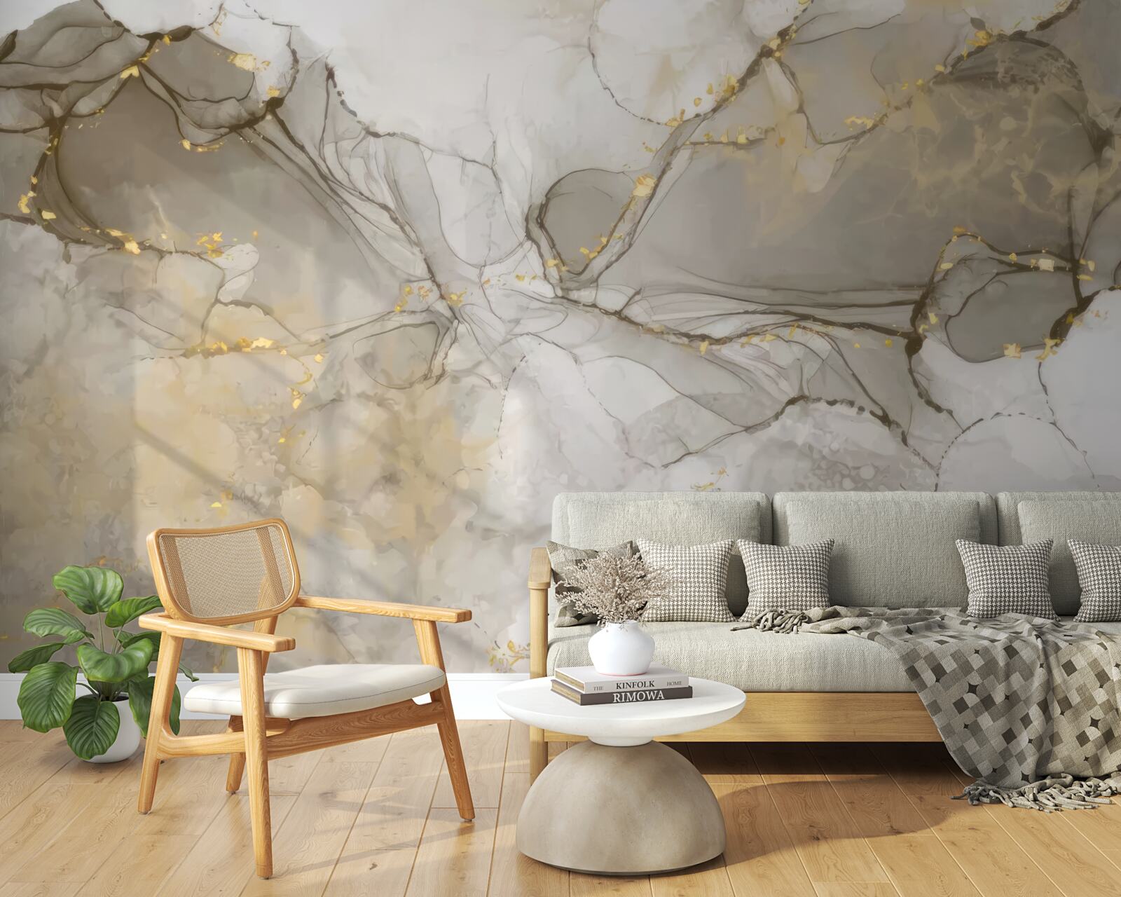 Fototapeta biało-szary ze złoconym marmurem