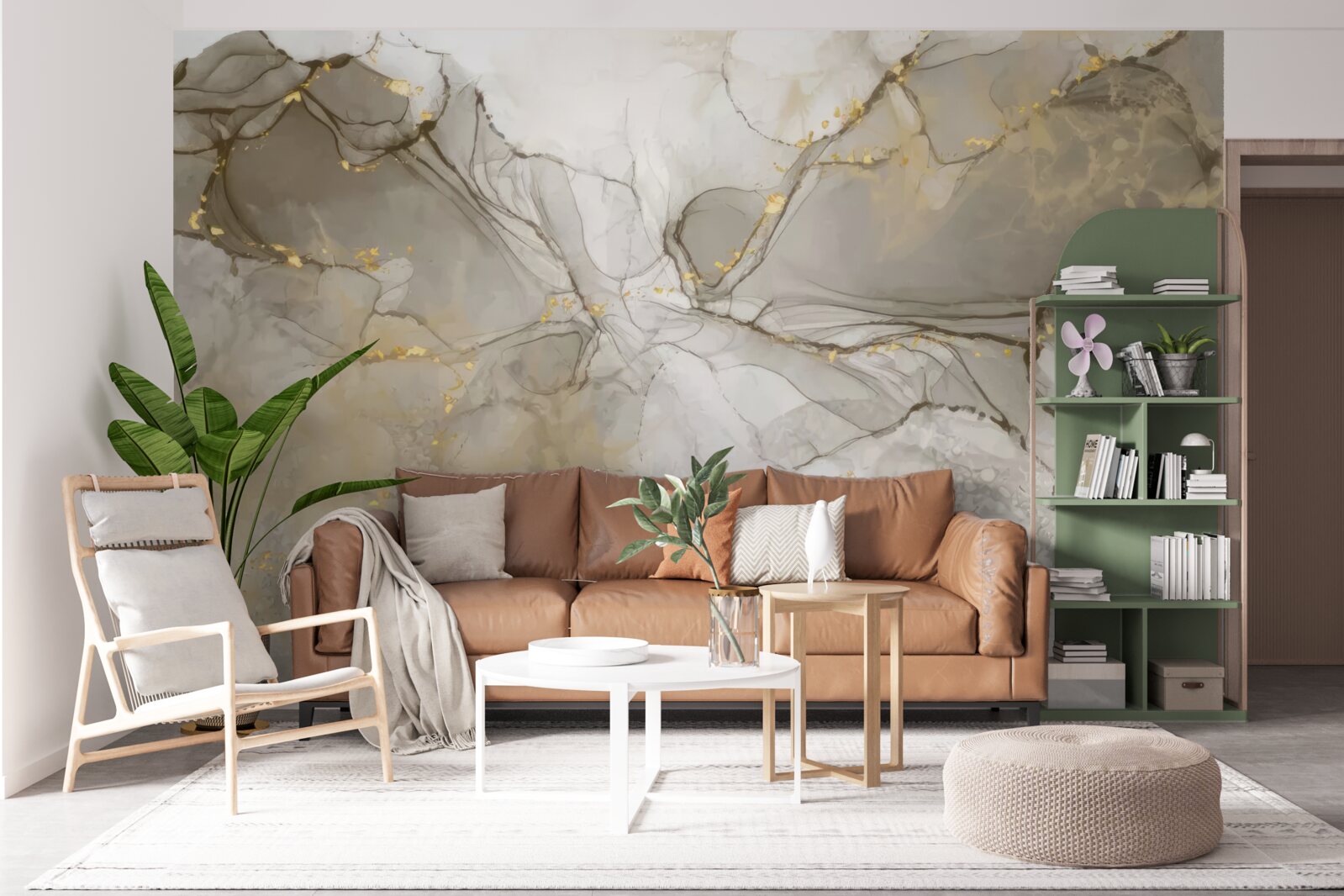 Fototapeta biało-szary ze złoconym marmurem