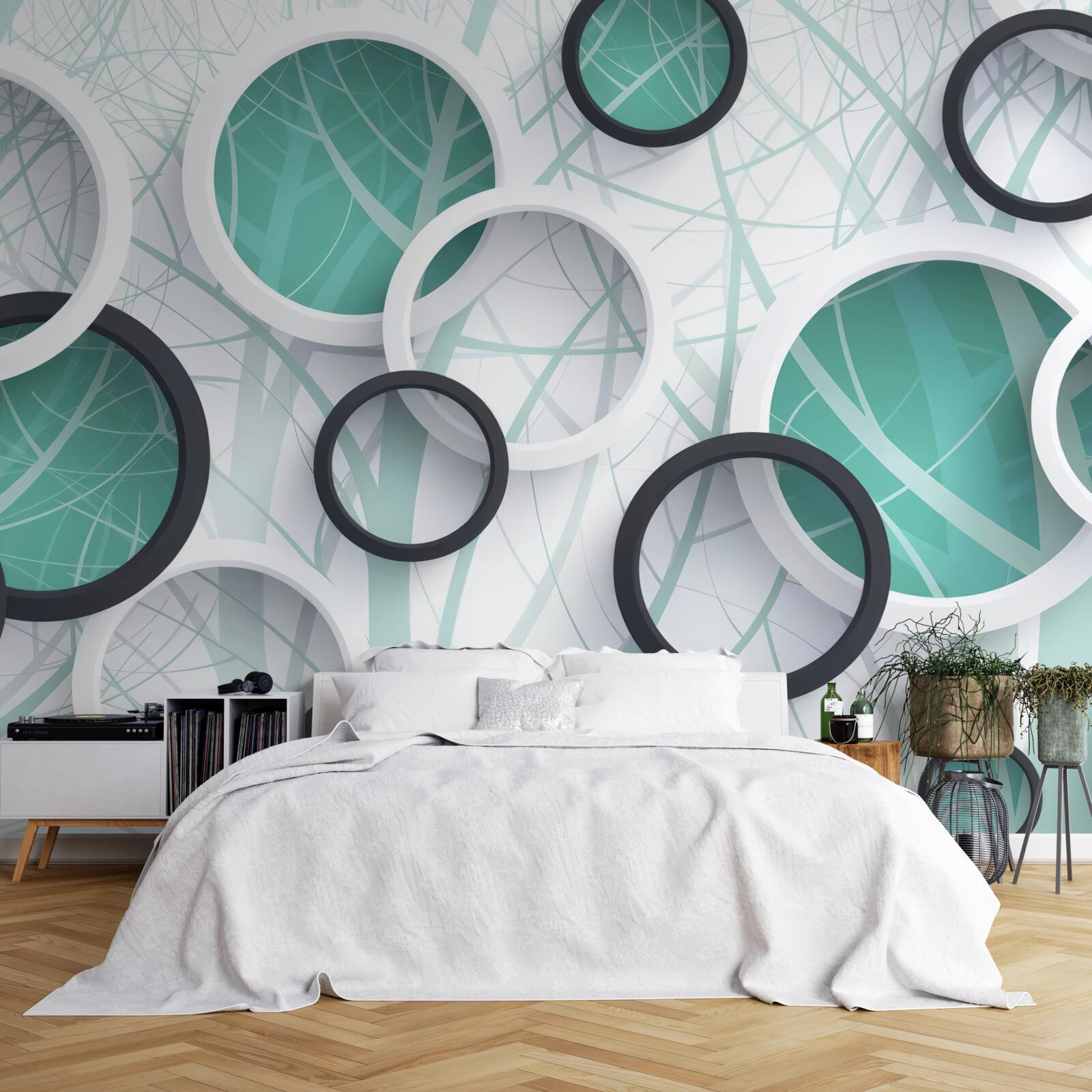 Fototapeta koła wolumetryczne w kolorach czarno-białych